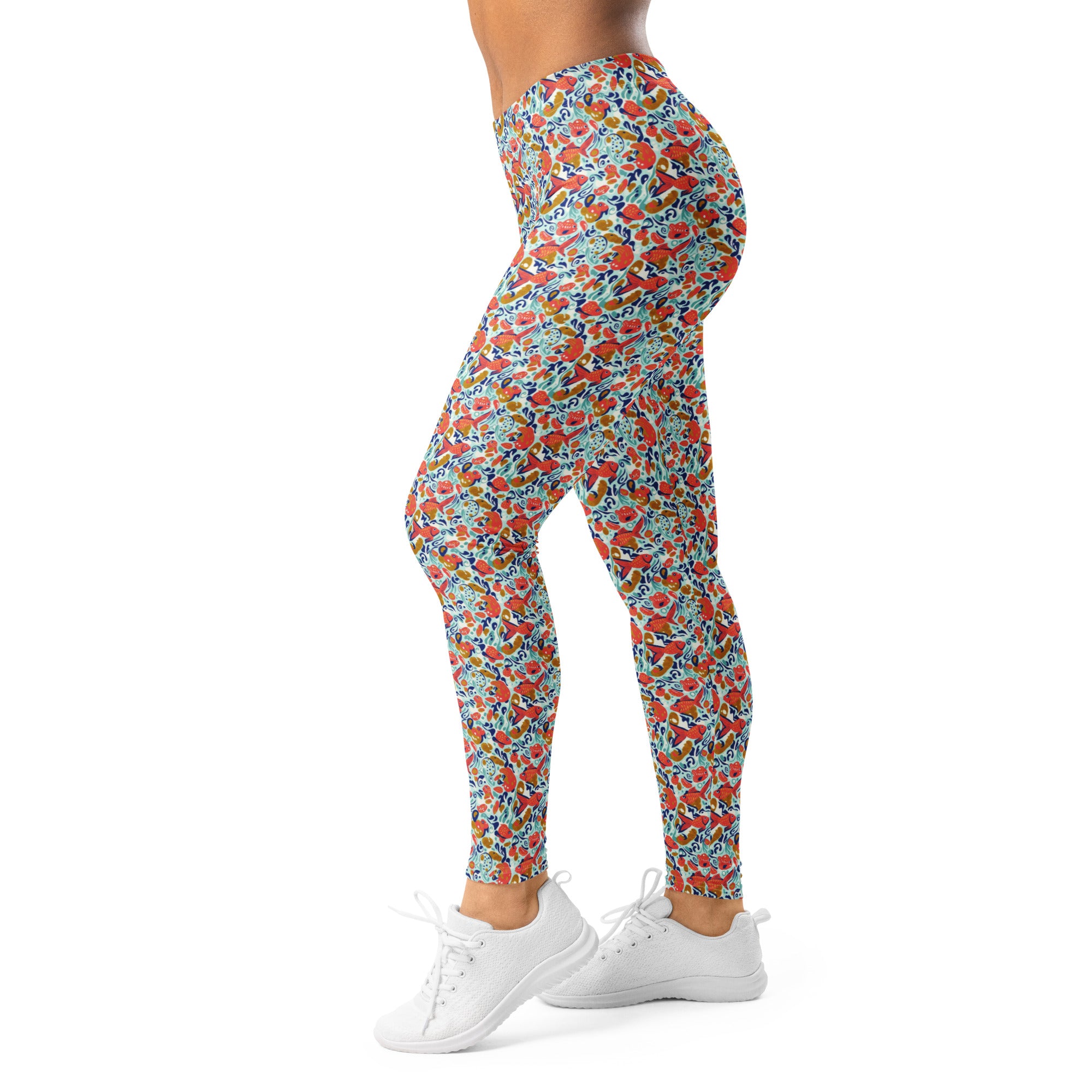 Women's Henri Matisse goldfish printed leggings front view