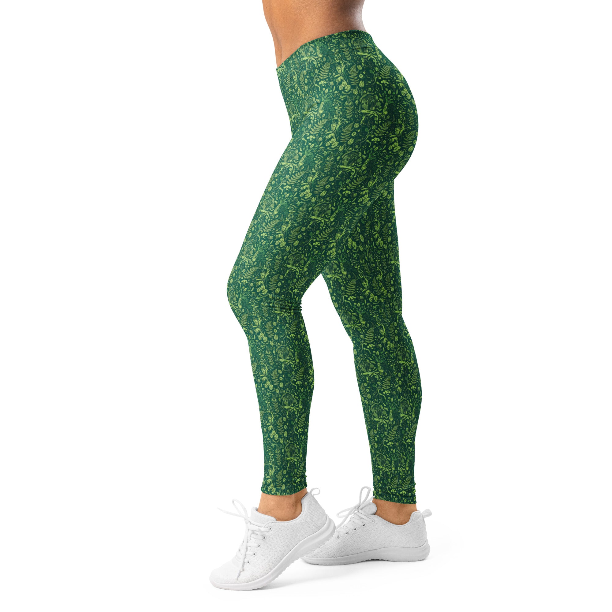 Women's botanical pattern leggings front view