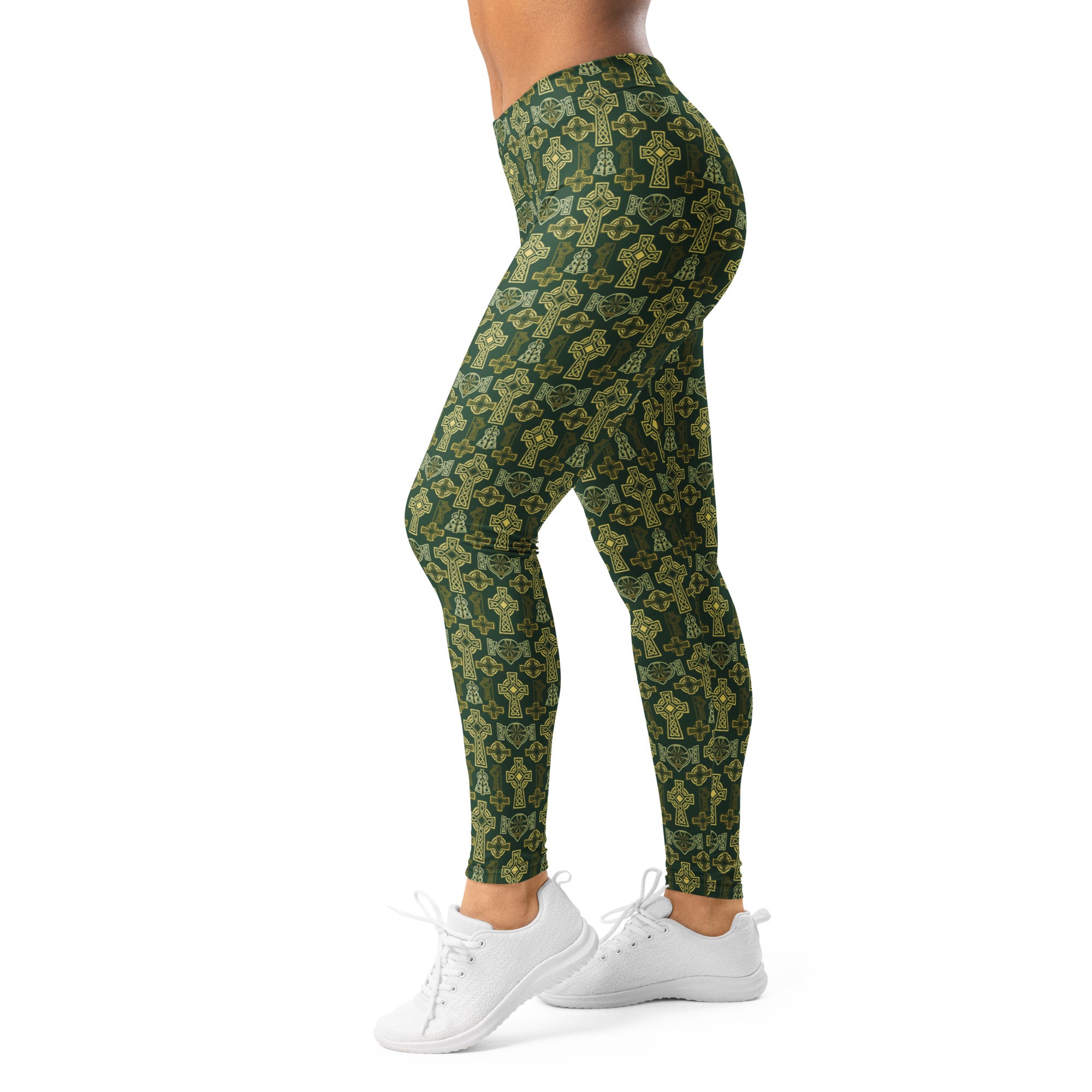 Women's celtic cross knotwork leggings front view