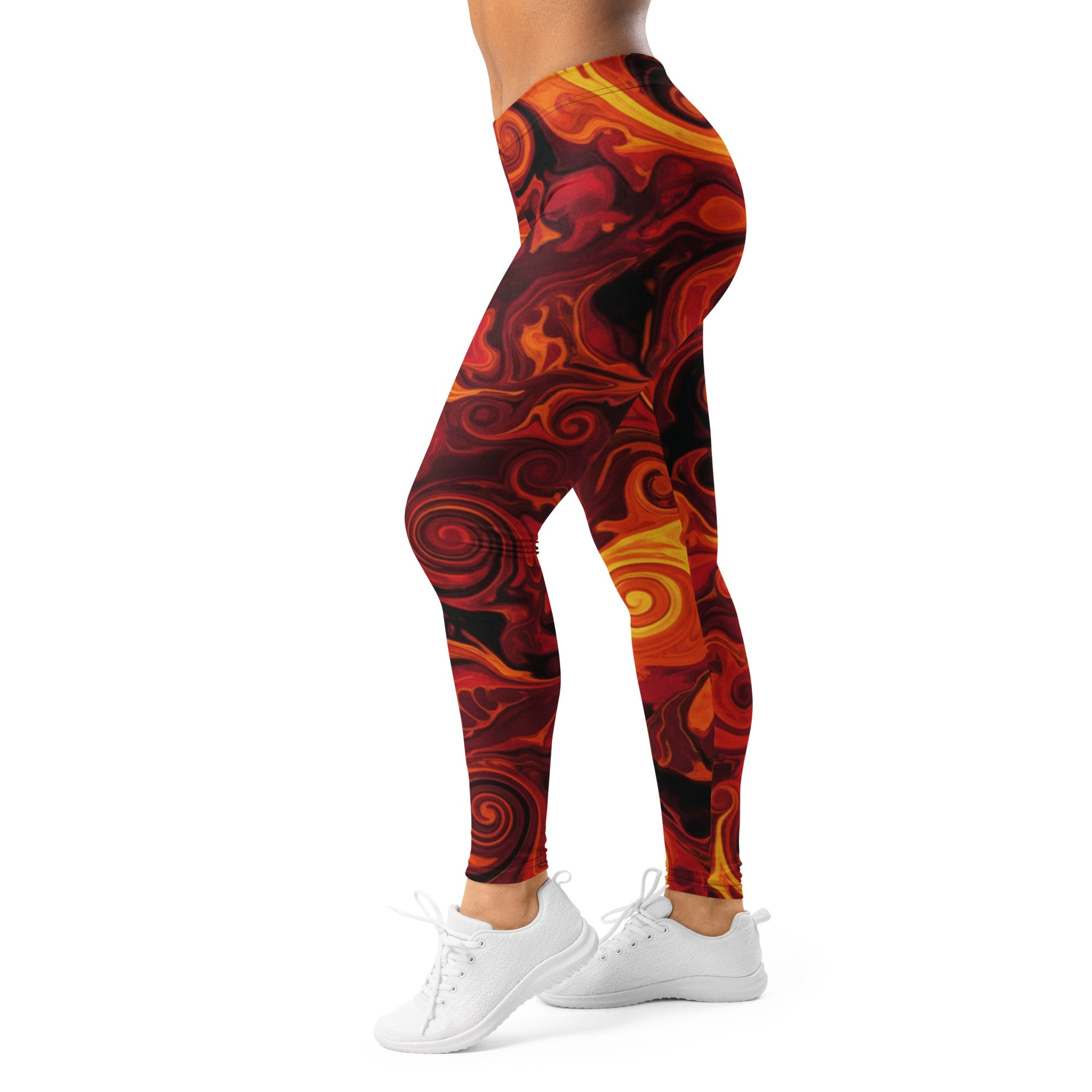 Women's liquid marble lava flow leggings front view