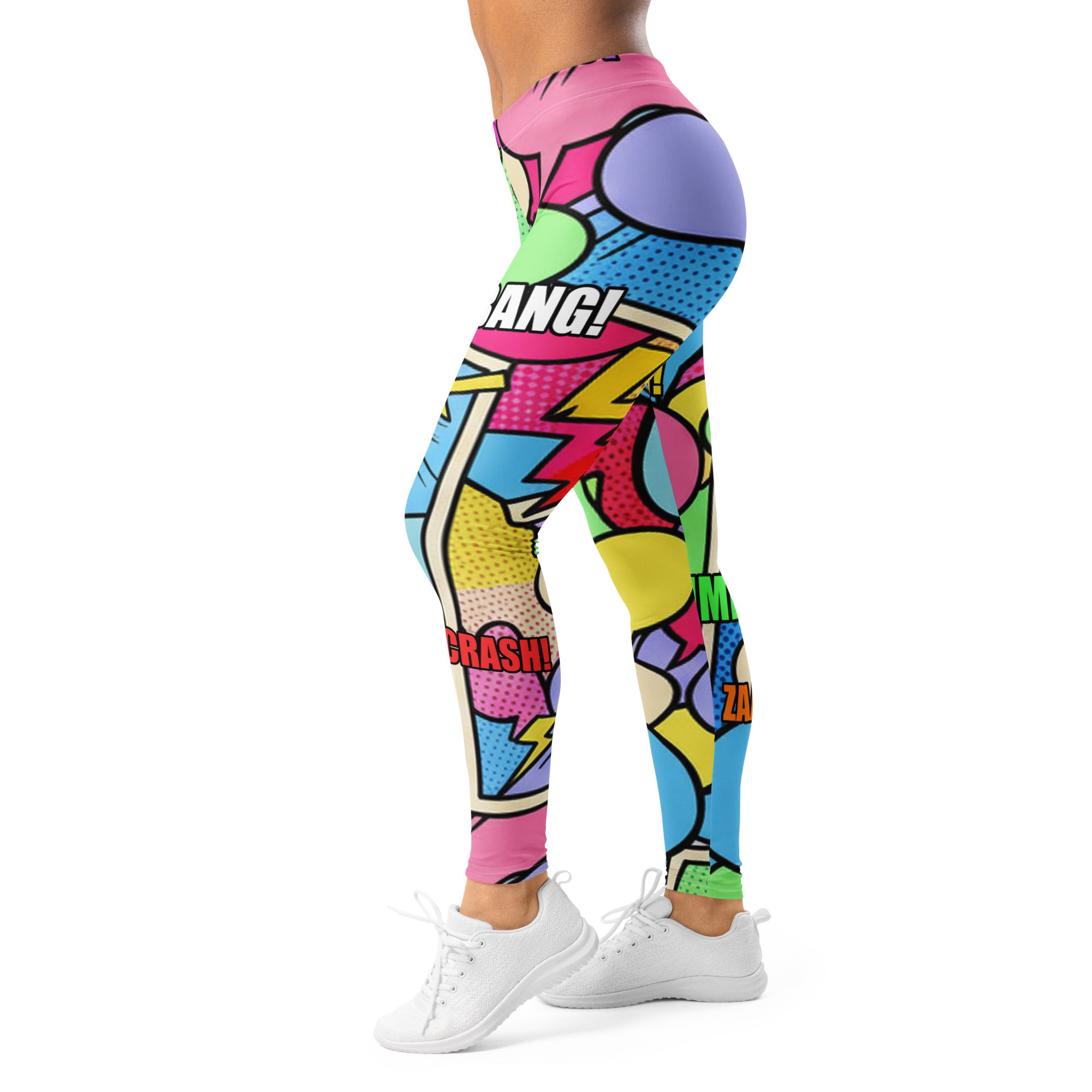 Women's comic pop candy pastel leggings front view