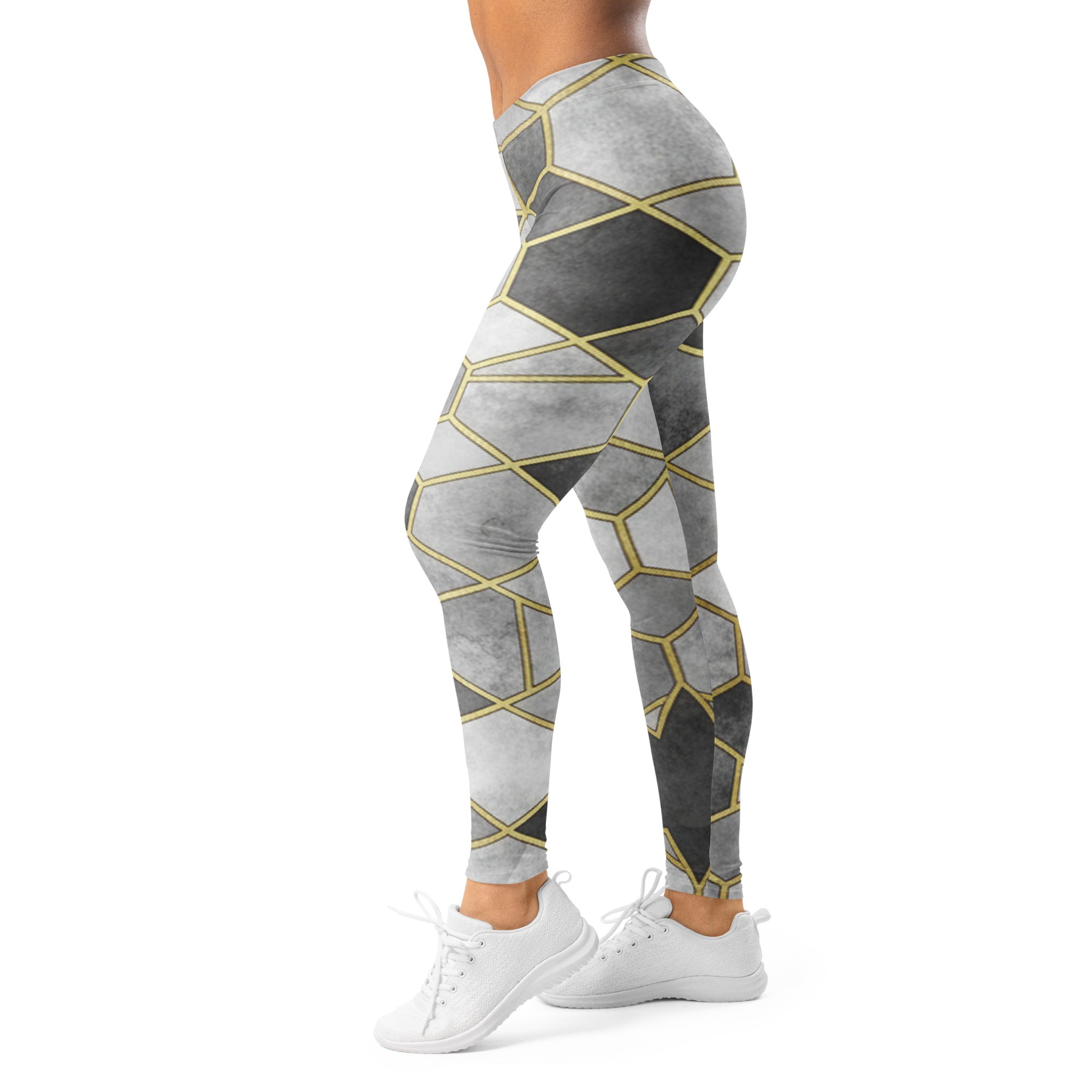 Women's monochrome luxe printed leggings front view