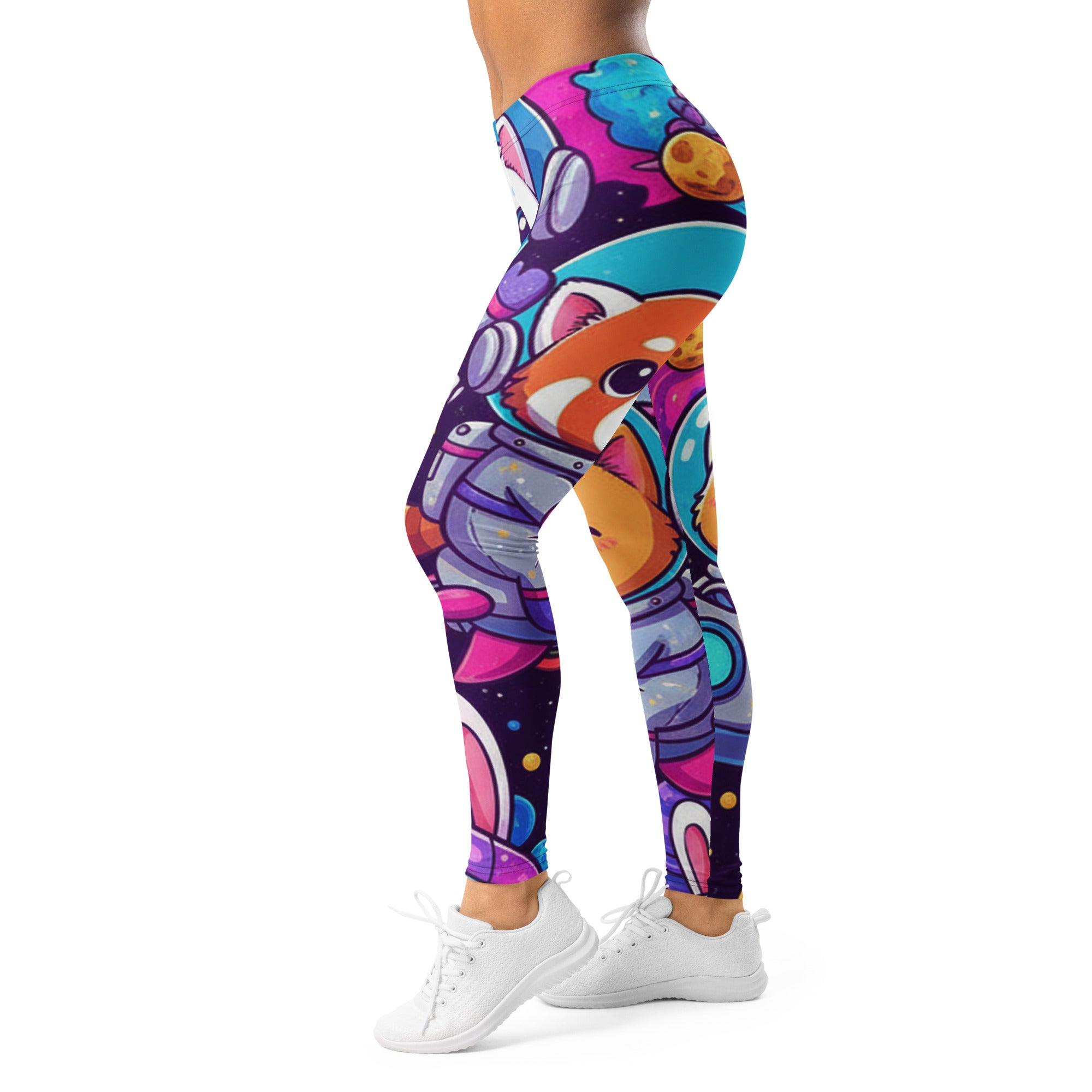 Women's space animals printed leggings front view