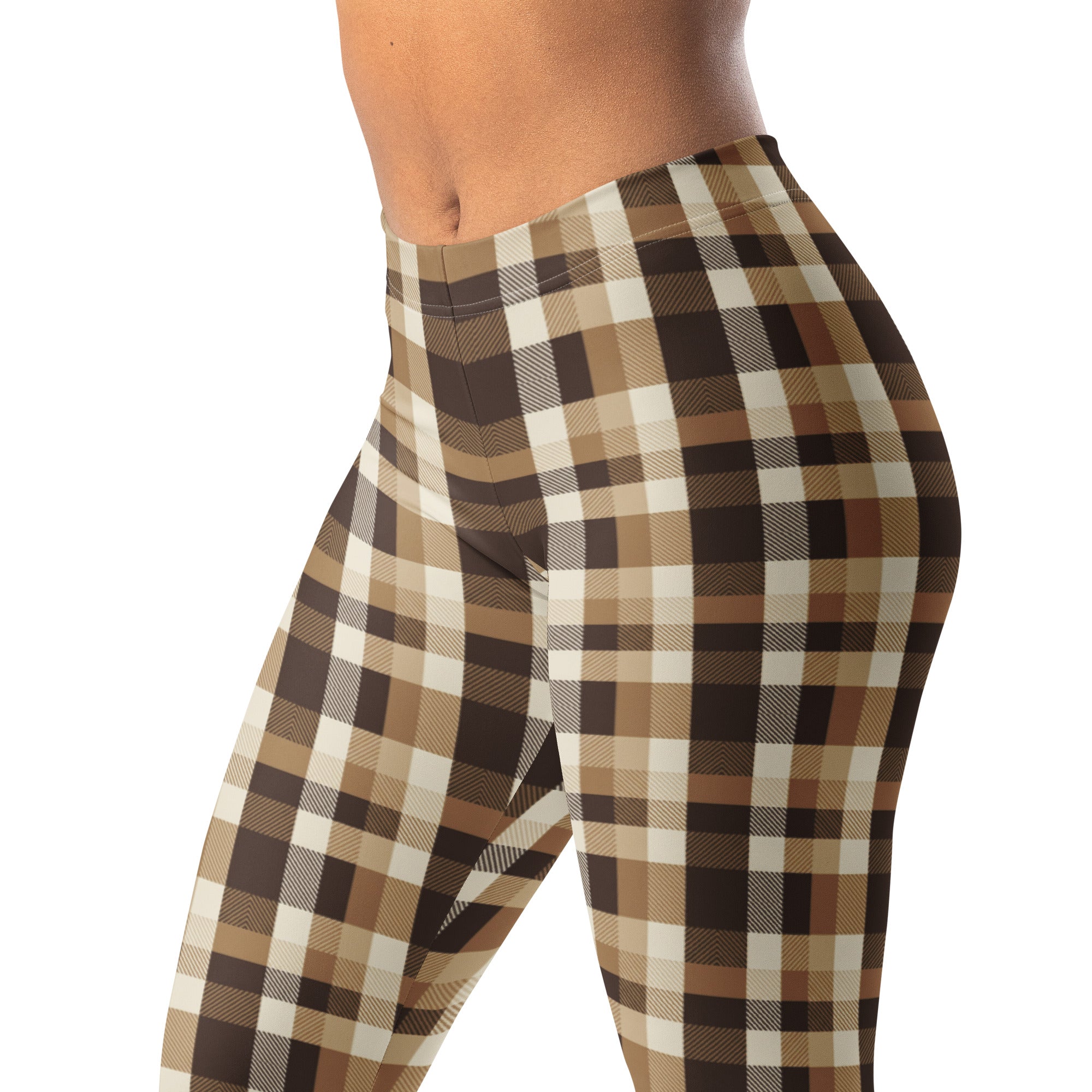 Gingham Brown Autumn Leggings | GearBunch