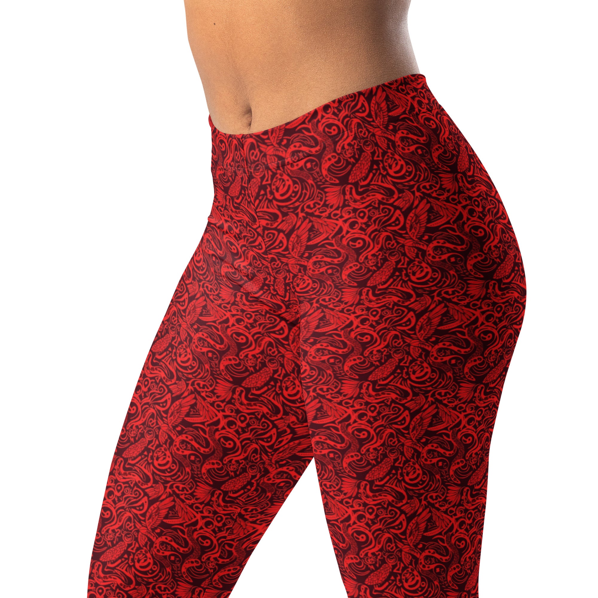 Red Snake Bird Leggings | GearBunch