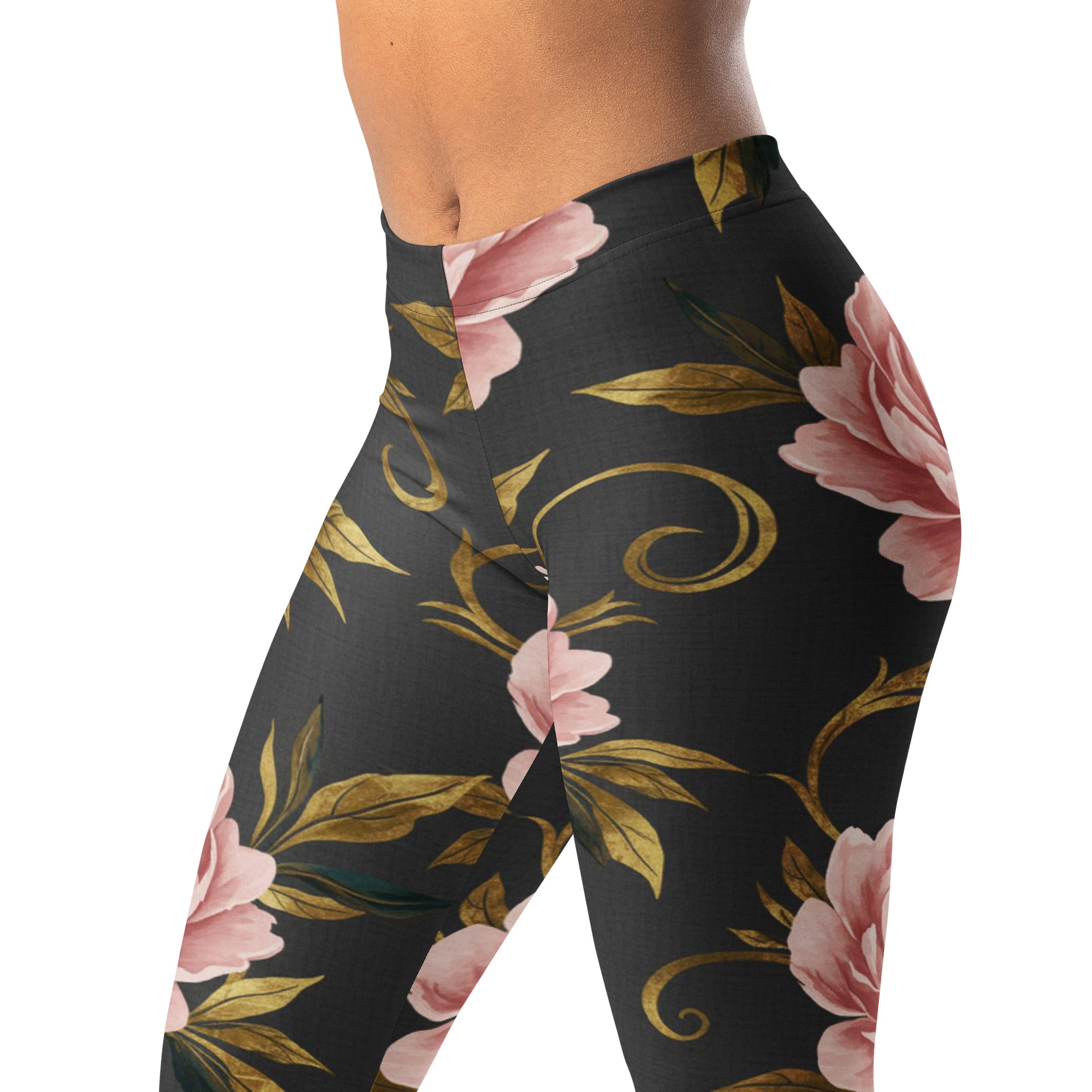 Blush Peonies and Gold Leggings | GearBunch