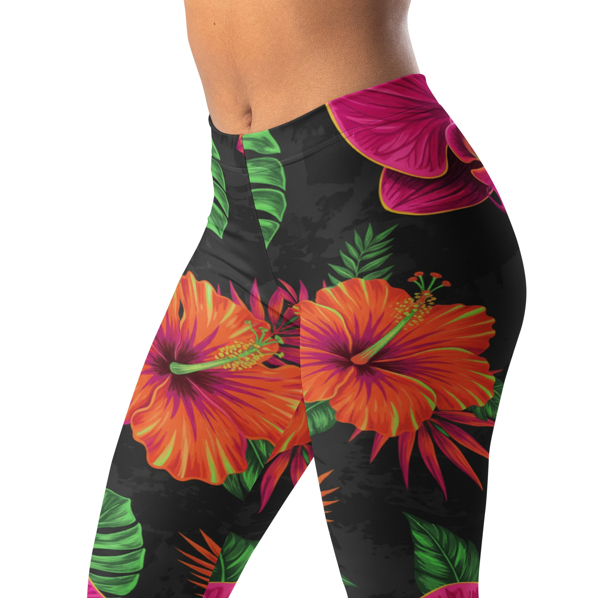 Neon Tropical Flowers Leggings | GearBunch