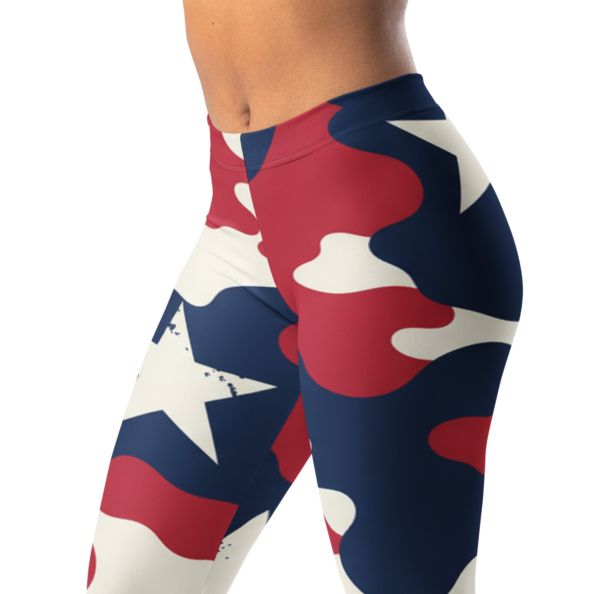 Red White Blue Camo Stars Leggings | GearBunch