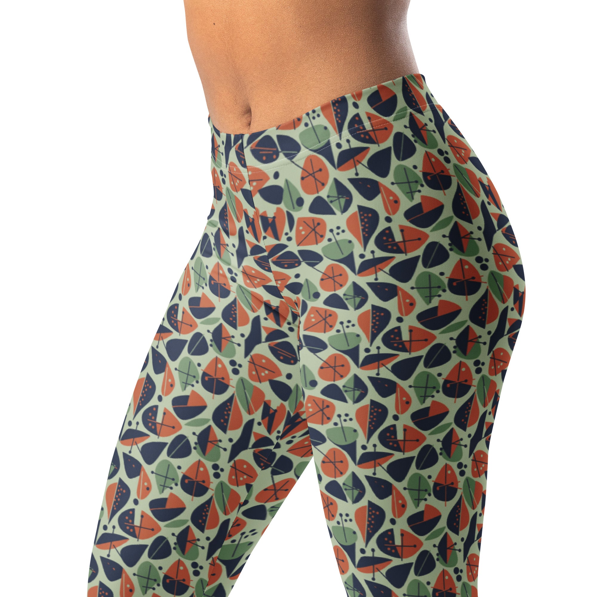 Mid Century Leaves Leggings | GearBunch
