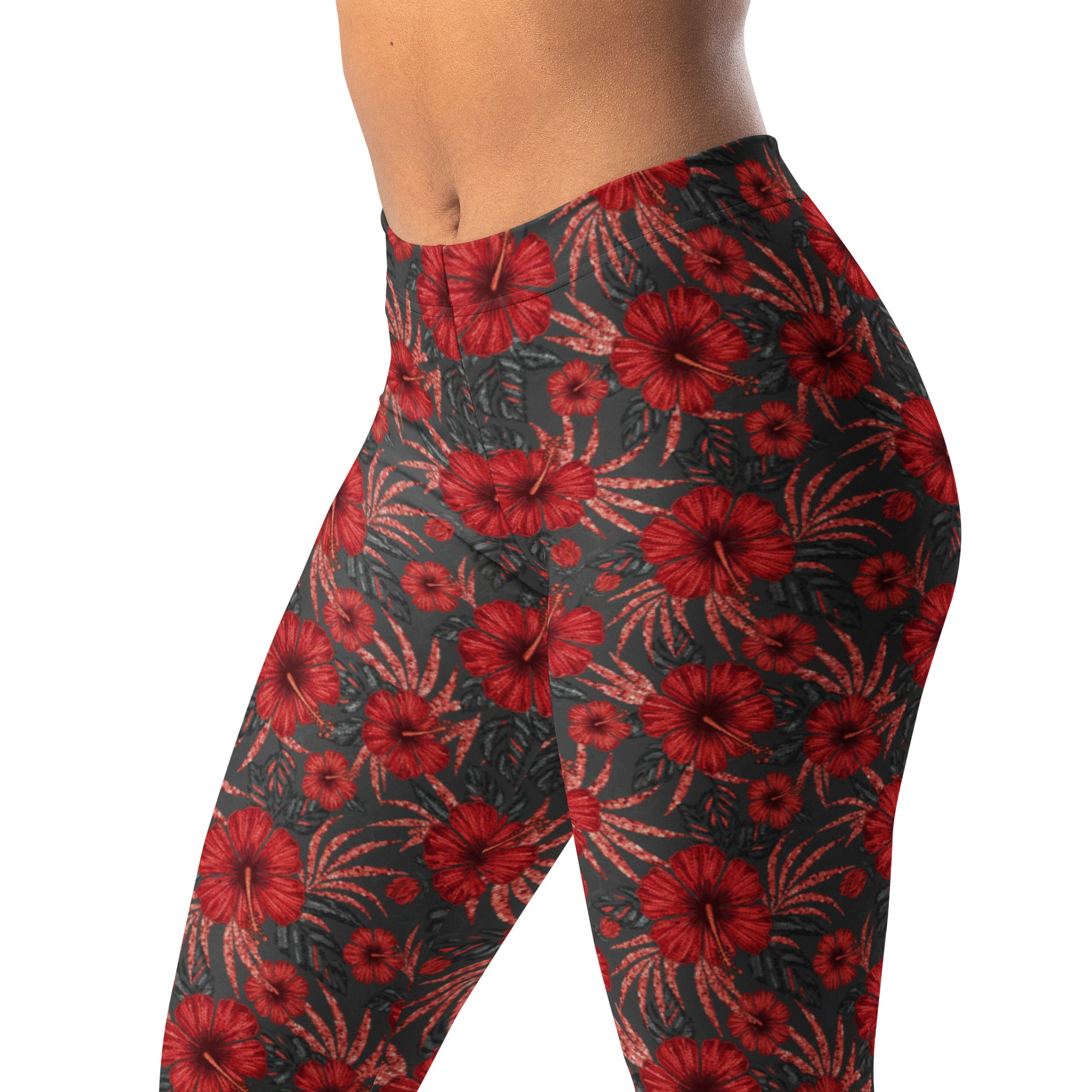 Scarlet Hibiscus Leggings | GearBunch