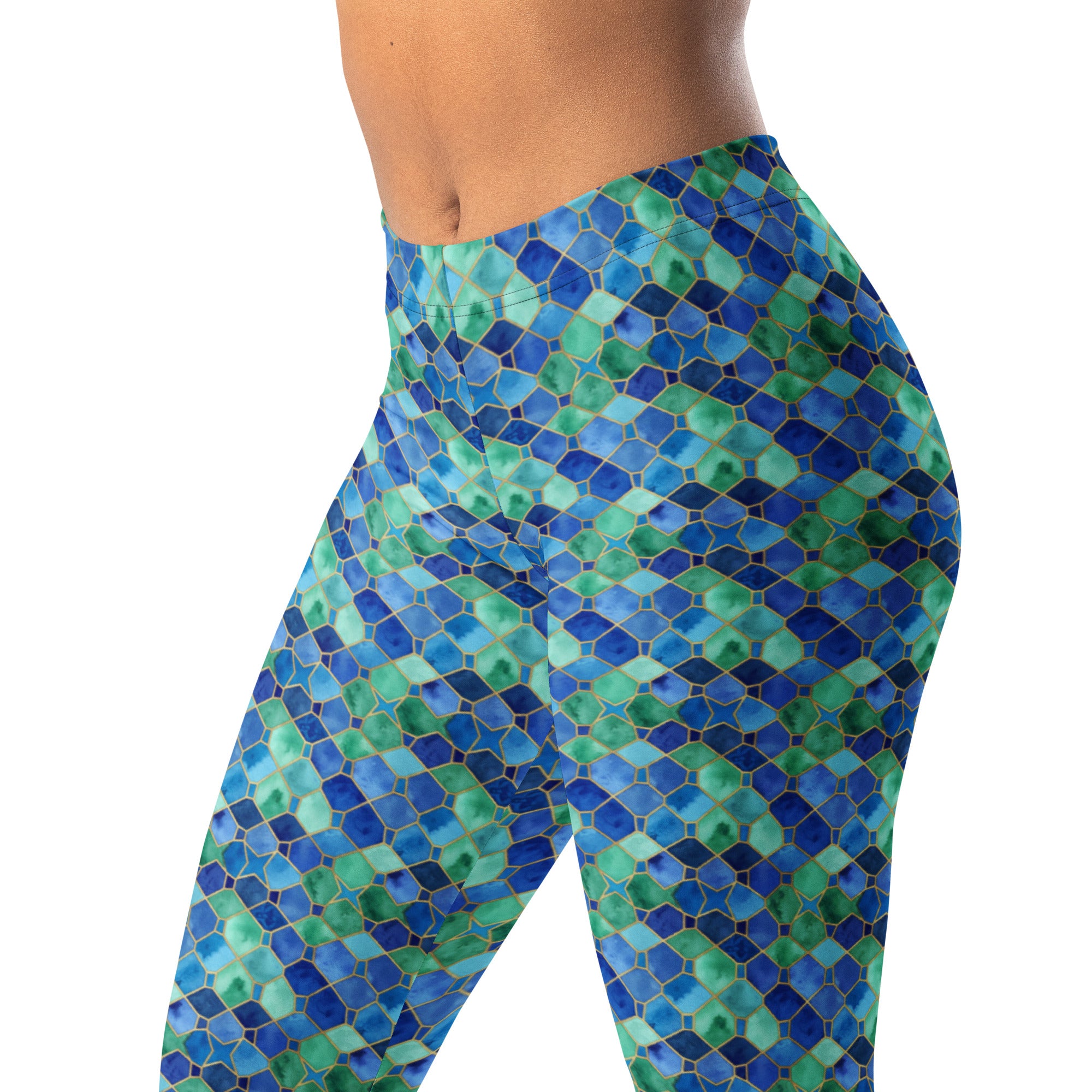 Ocean Blues Geometric Leggings | GearBunch