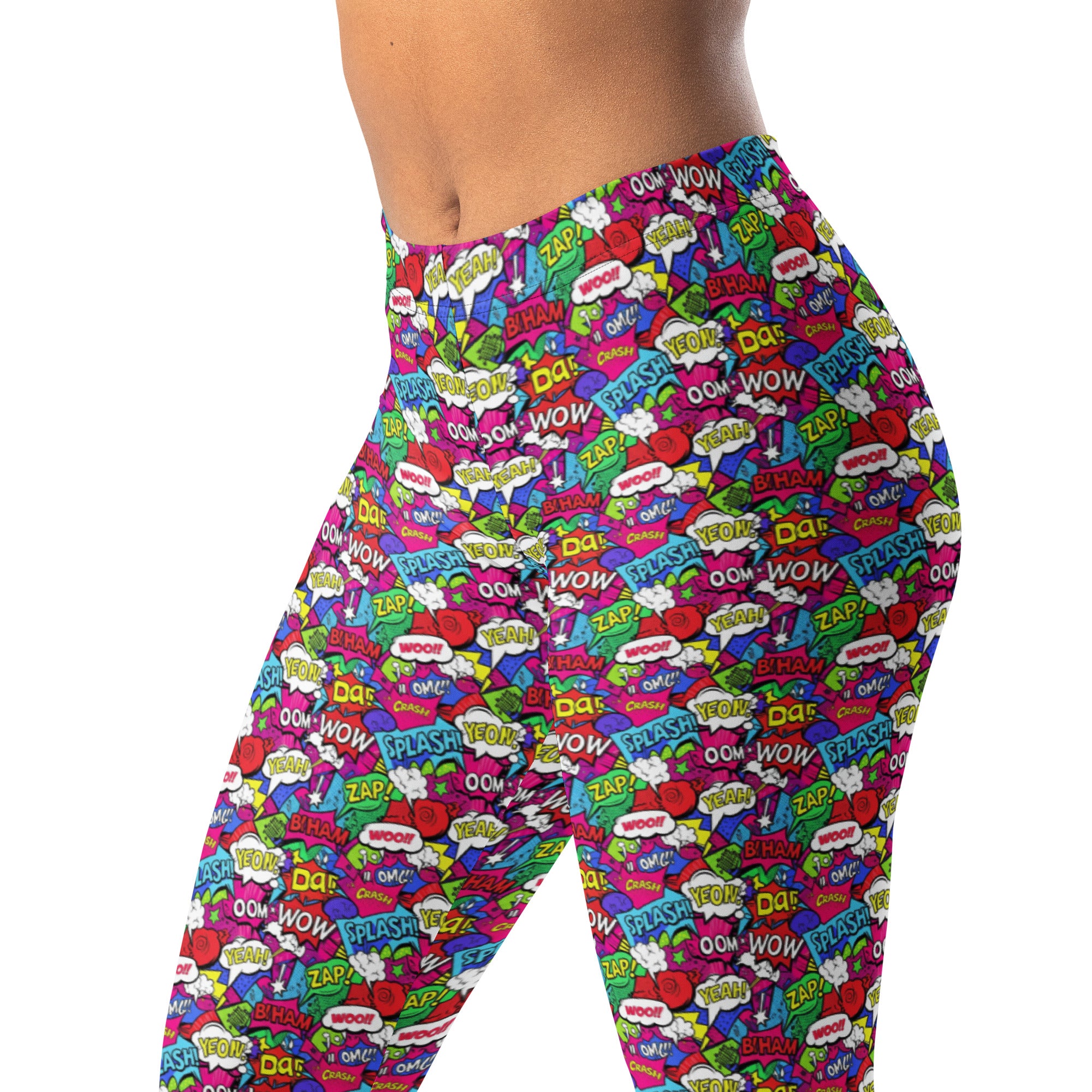 Comic Pop Neon Pink Leggings | GearBunch