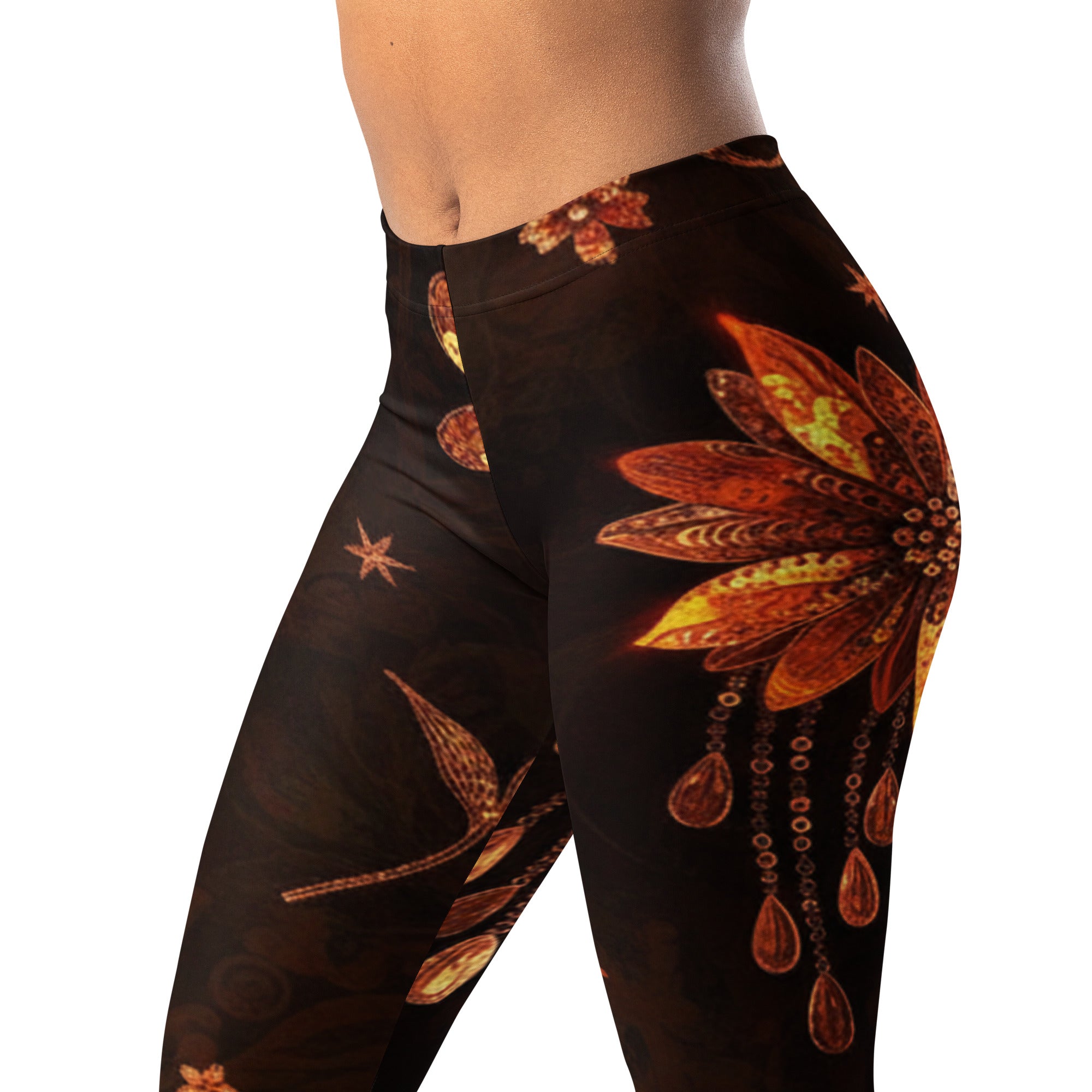 Copper Paillette Wildflower Leggings | GearBunch