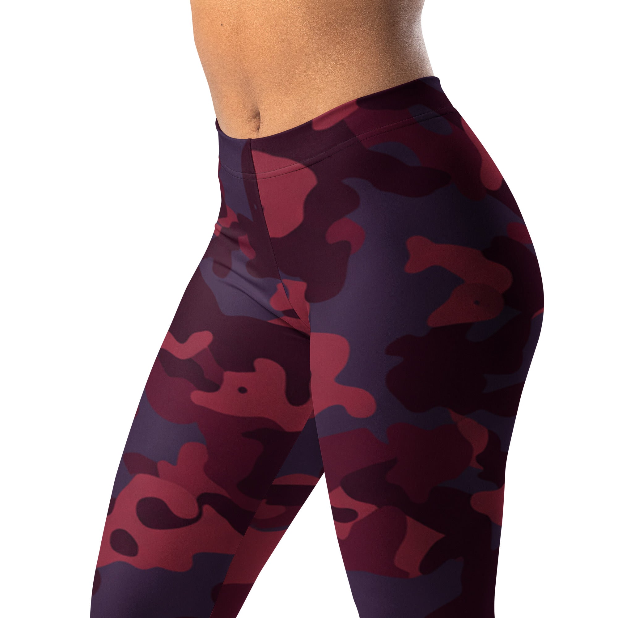 Wine Burgundy Camo Leggings | GearBunch