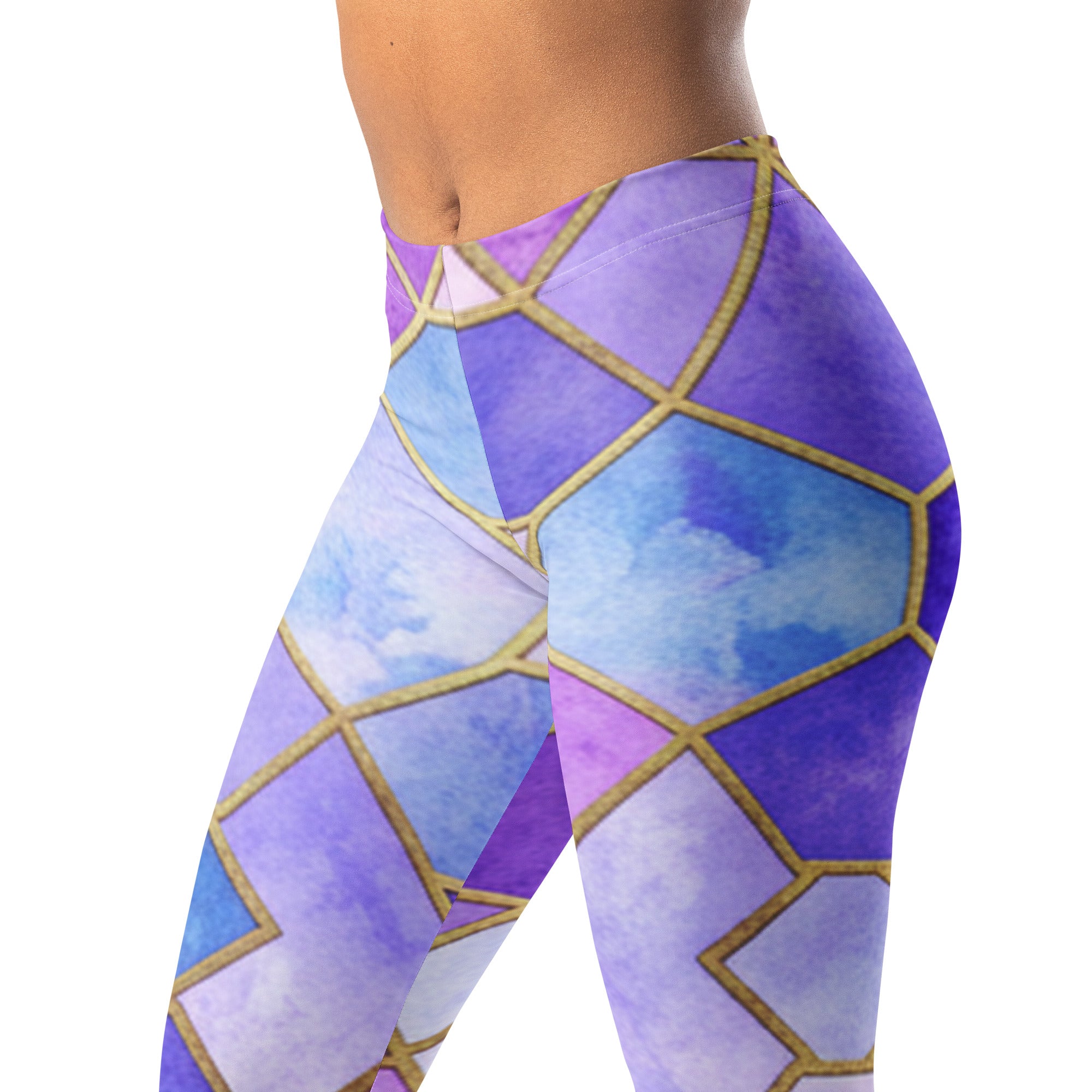 Arabic Watercolour Lavender Fields Leggings | GearBunch