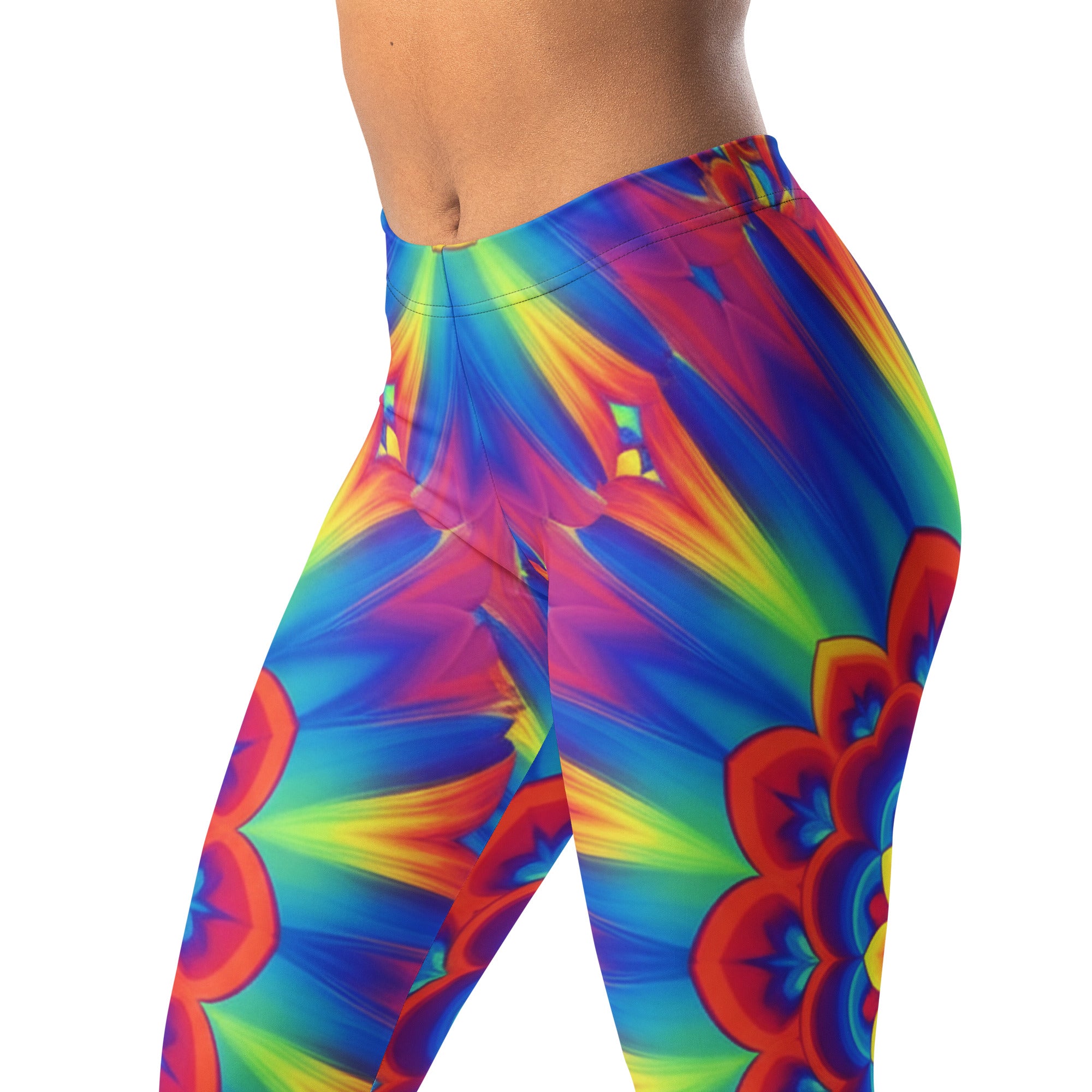 Psychedelic Neon Rainbow Burst Leggings | GearBunch
