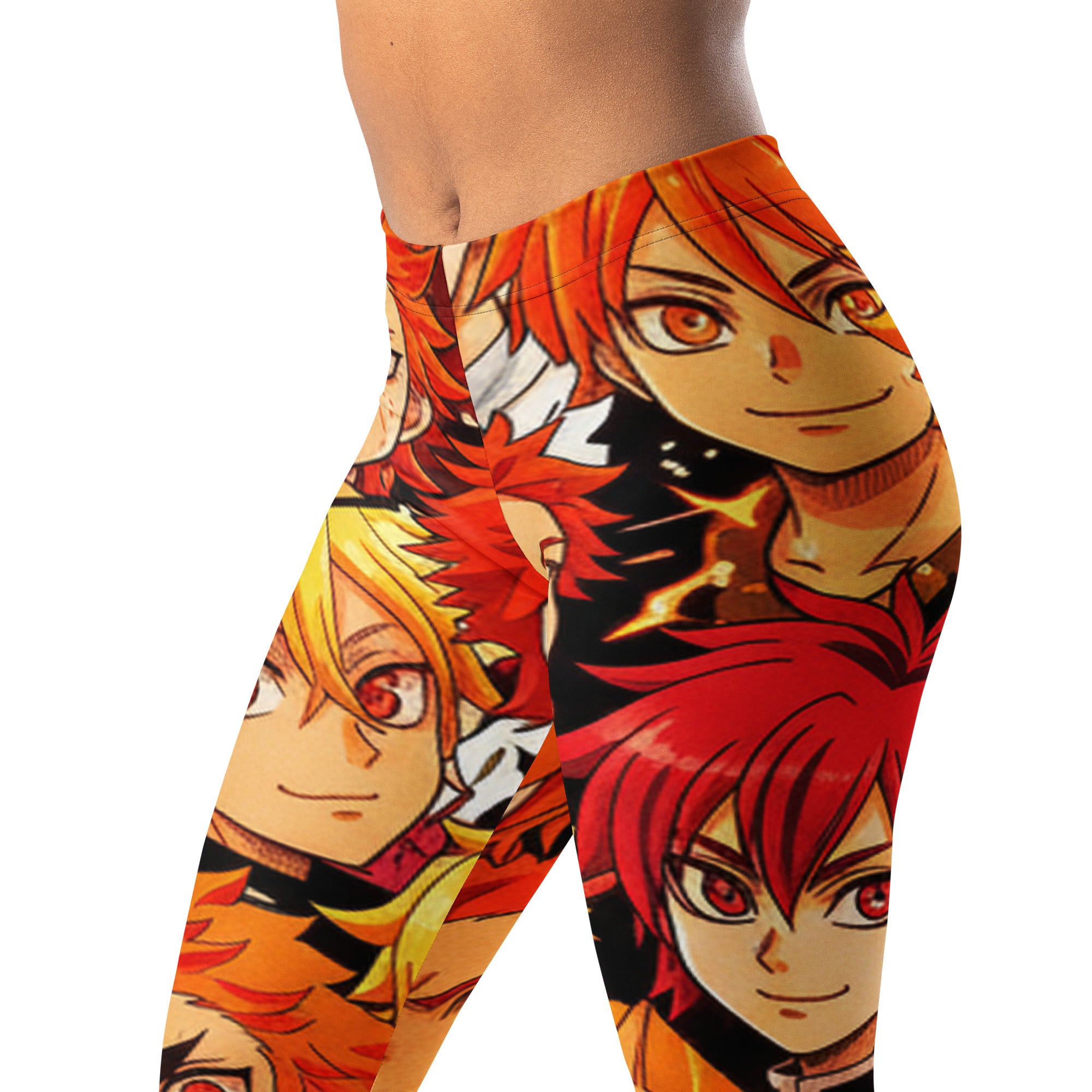 Anime Collage Fire Spirit Leggings | GearBunch