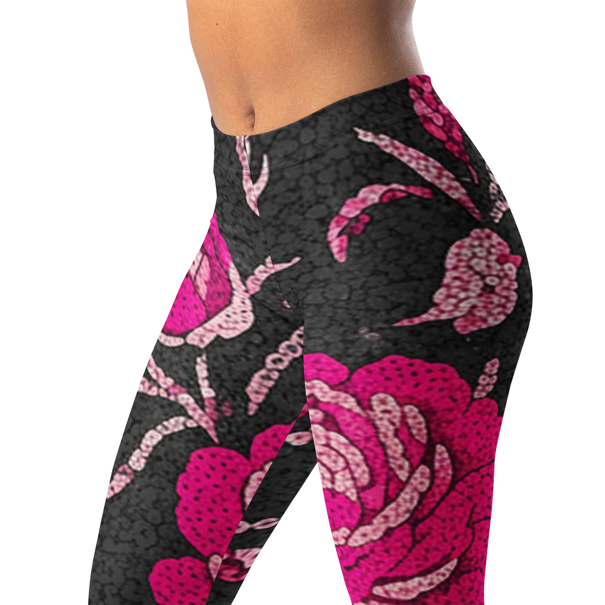 Pink Paillette Peony Leggings | GearBunch