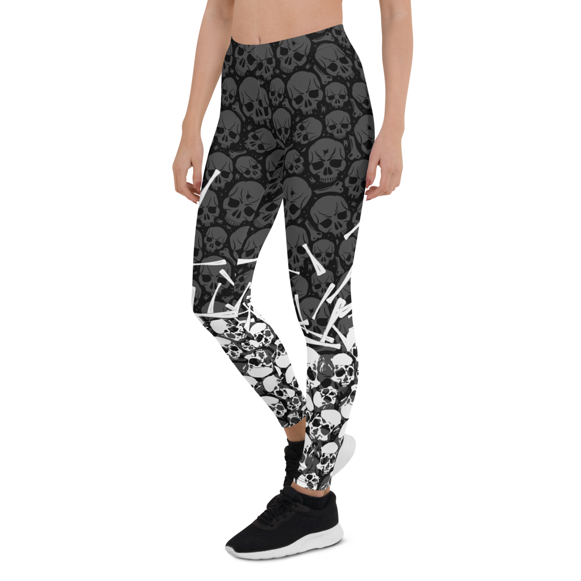 Women's bone pattern leggings front view