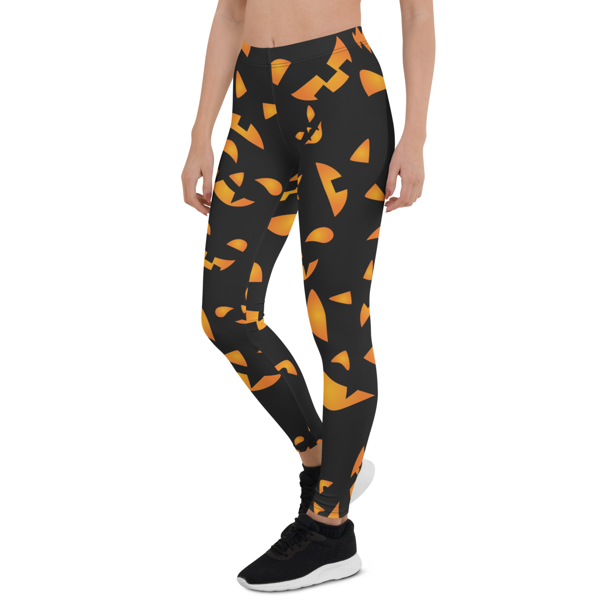 Women's pumpkin pattern leggings front view