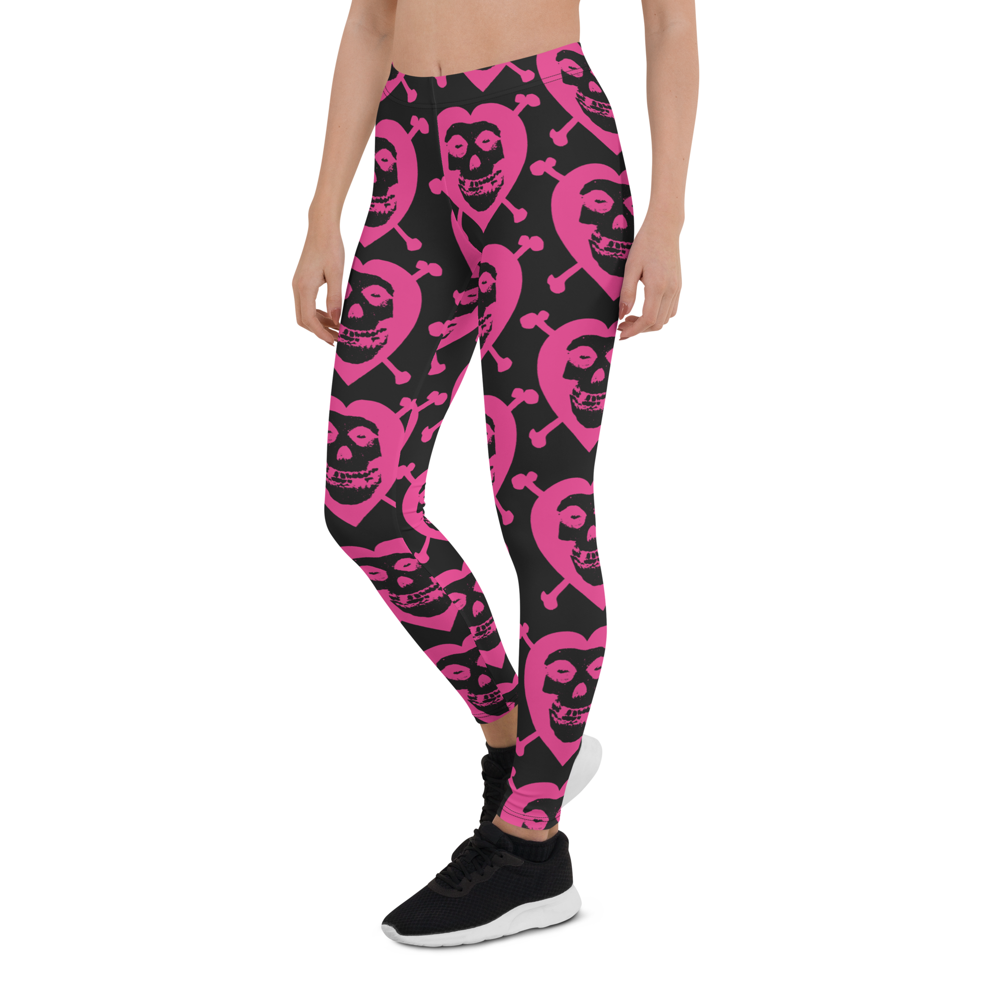 Women's white Misfits Band leggings front view