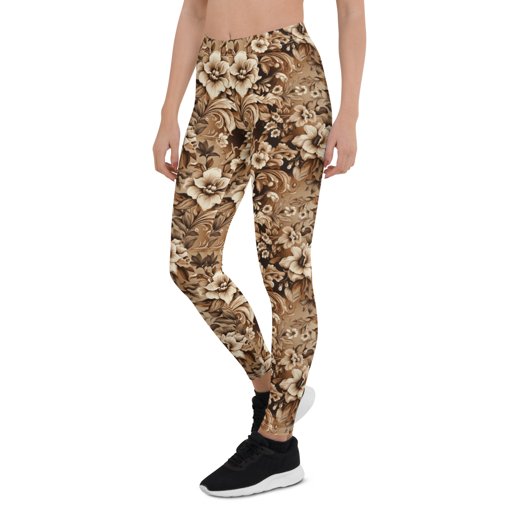 Women's antique flower leggings front view