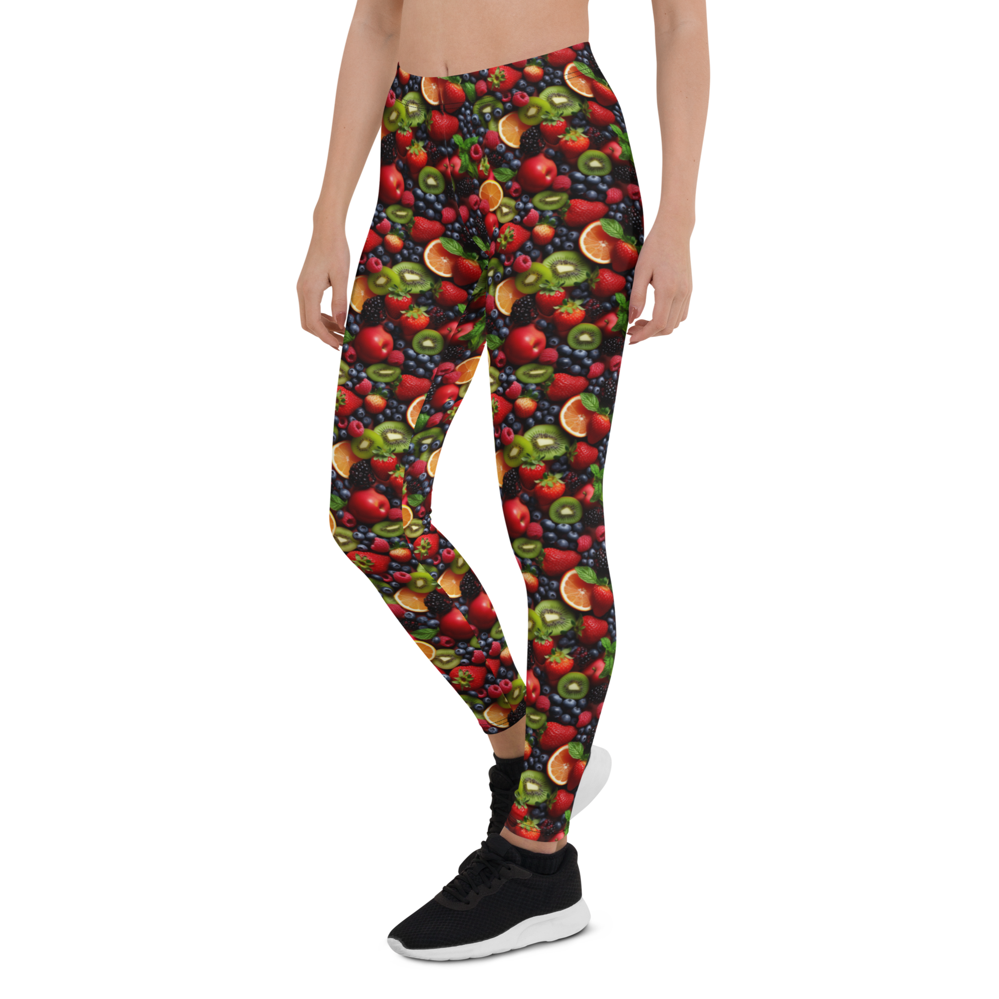 Women's summer fruit printed leggings front view