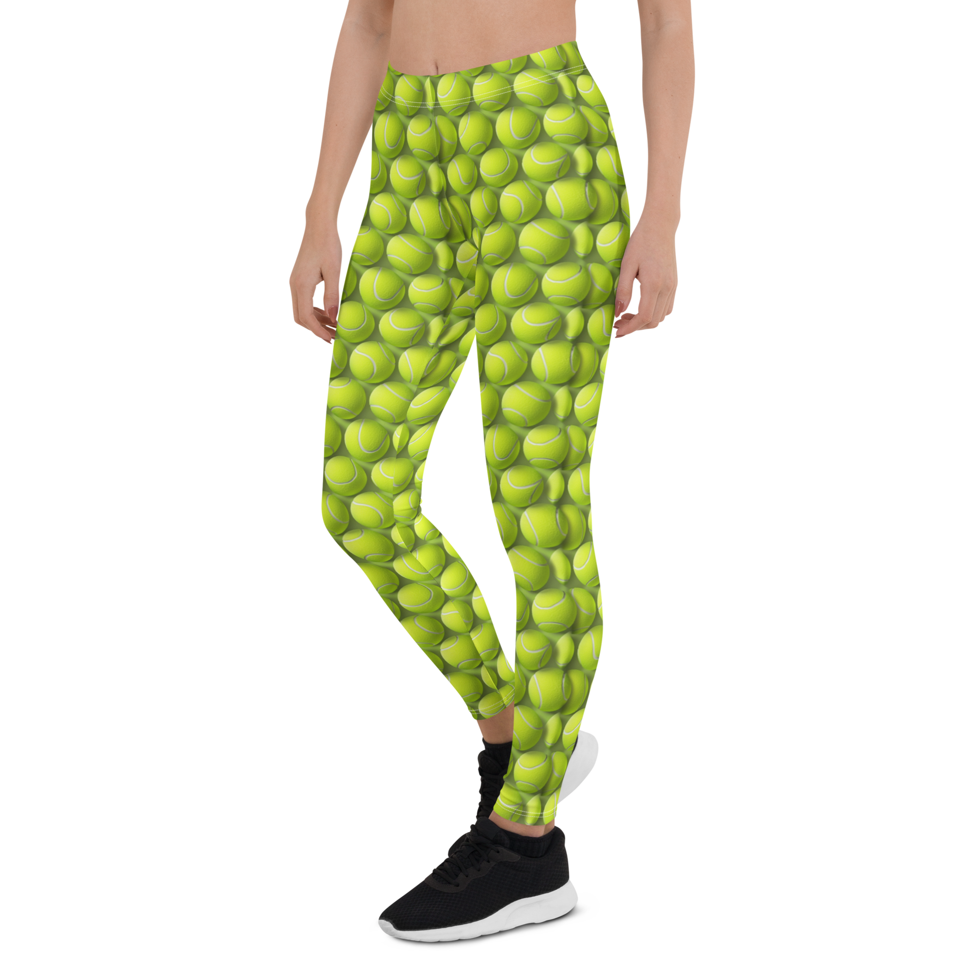 Women's tennis ball printed leggings front view