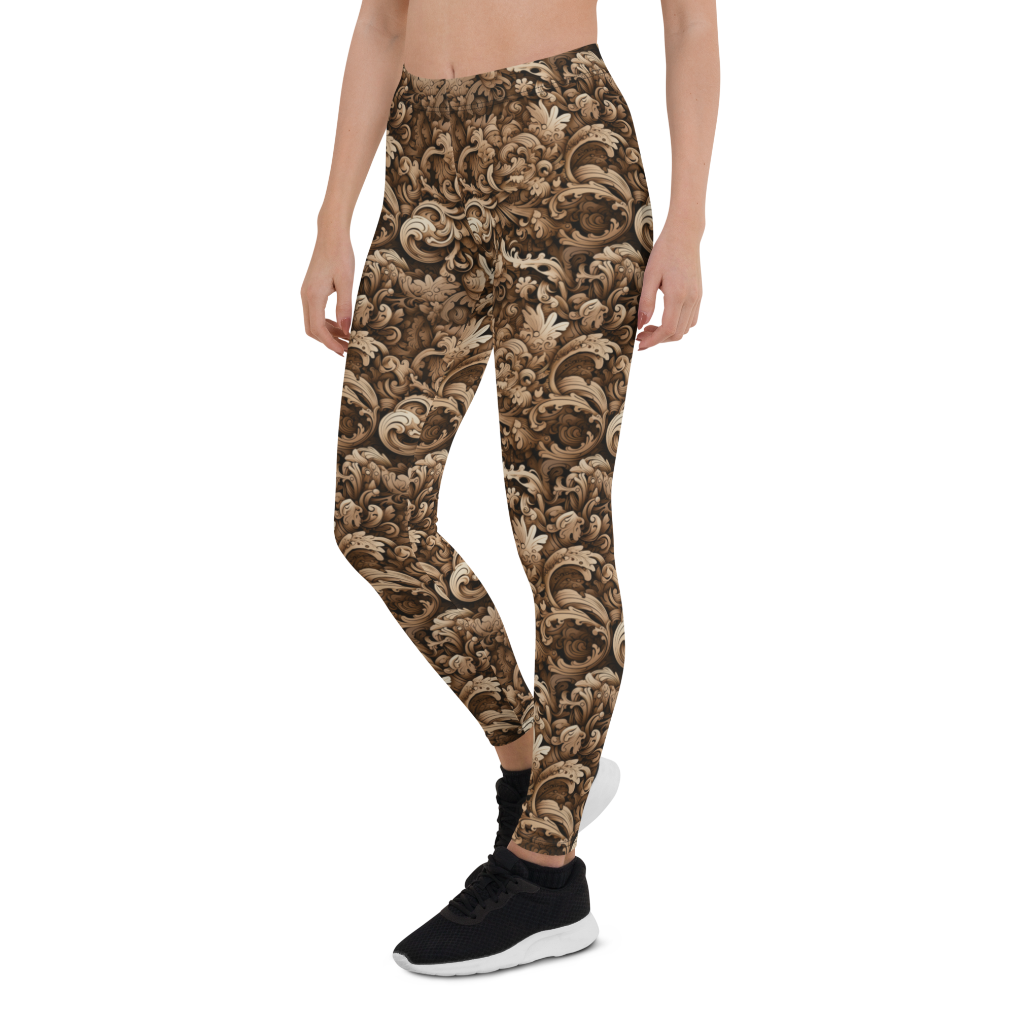 Women's floral vintage garden leggings front view