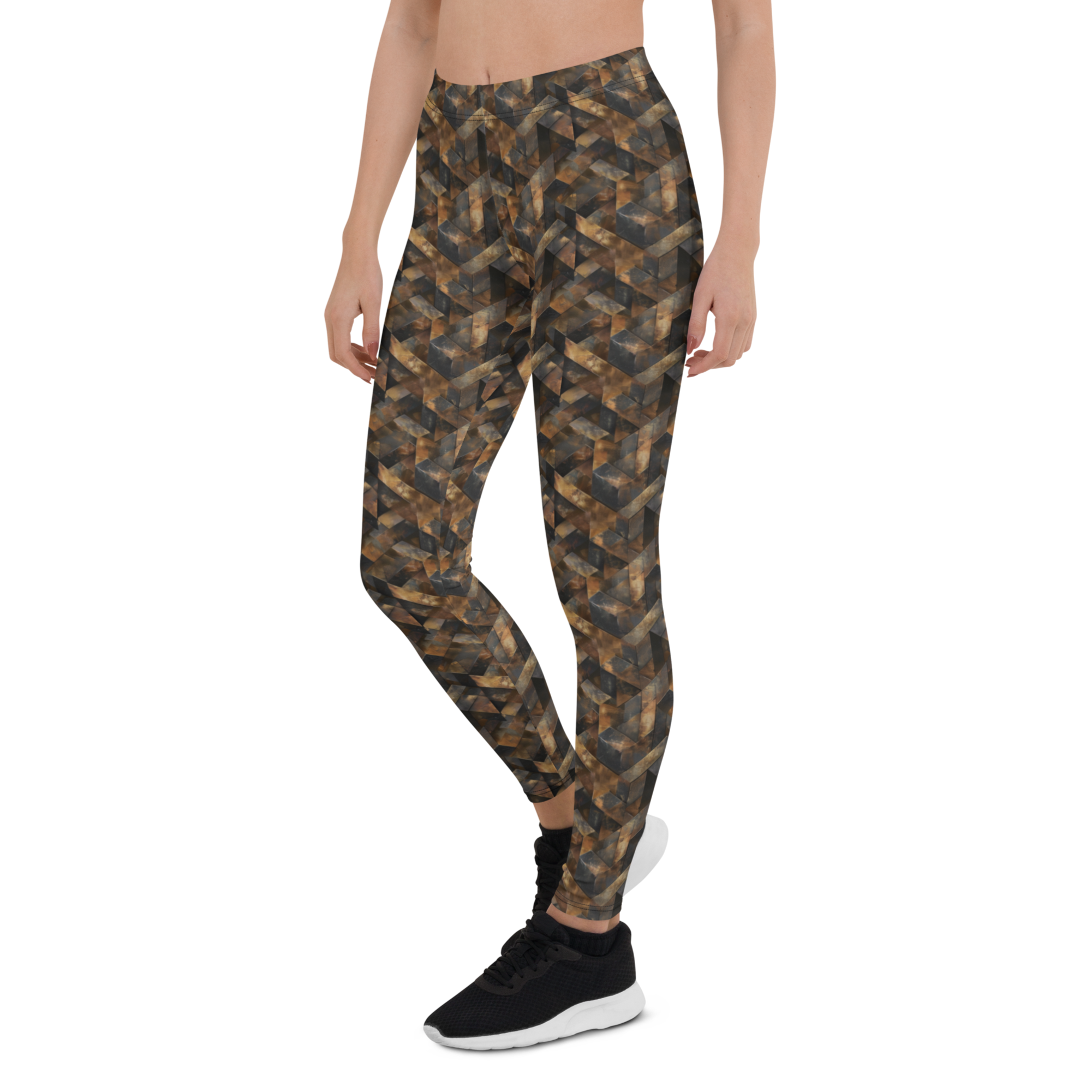 Women's copper tetris printed leggings front view