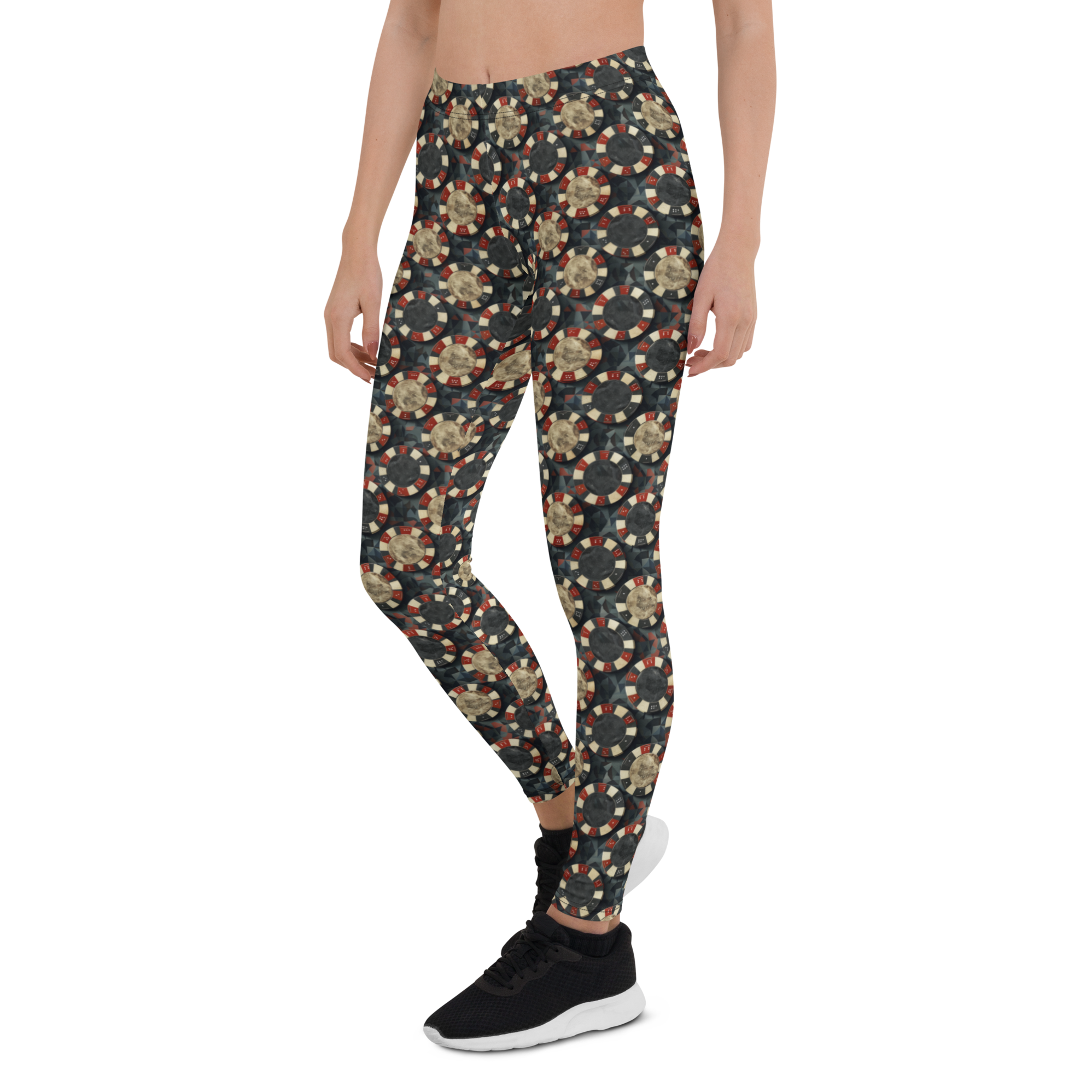 Women's poker chip pattern leggings front view