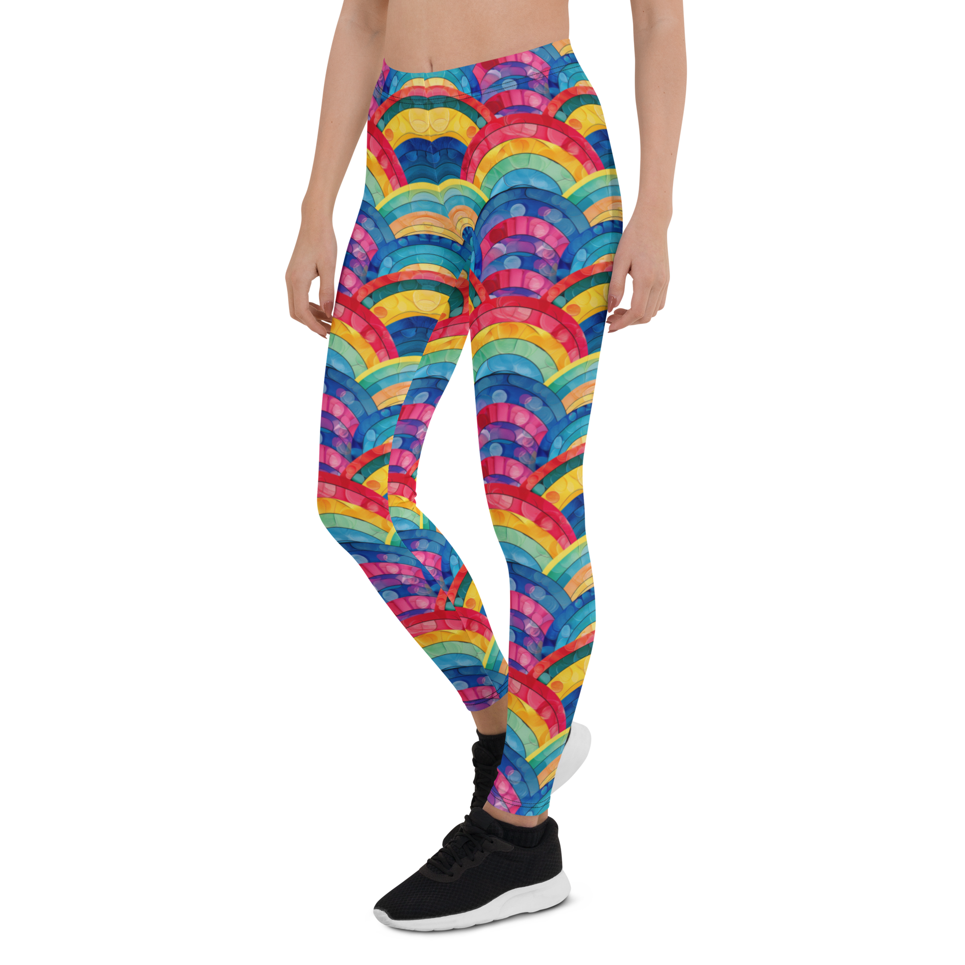 Women's rainbow printed leggings front view