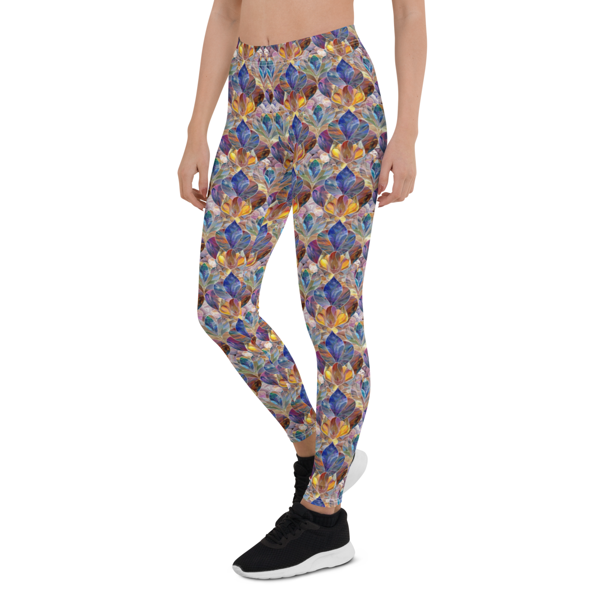 Women's crystal flower leggings front view
