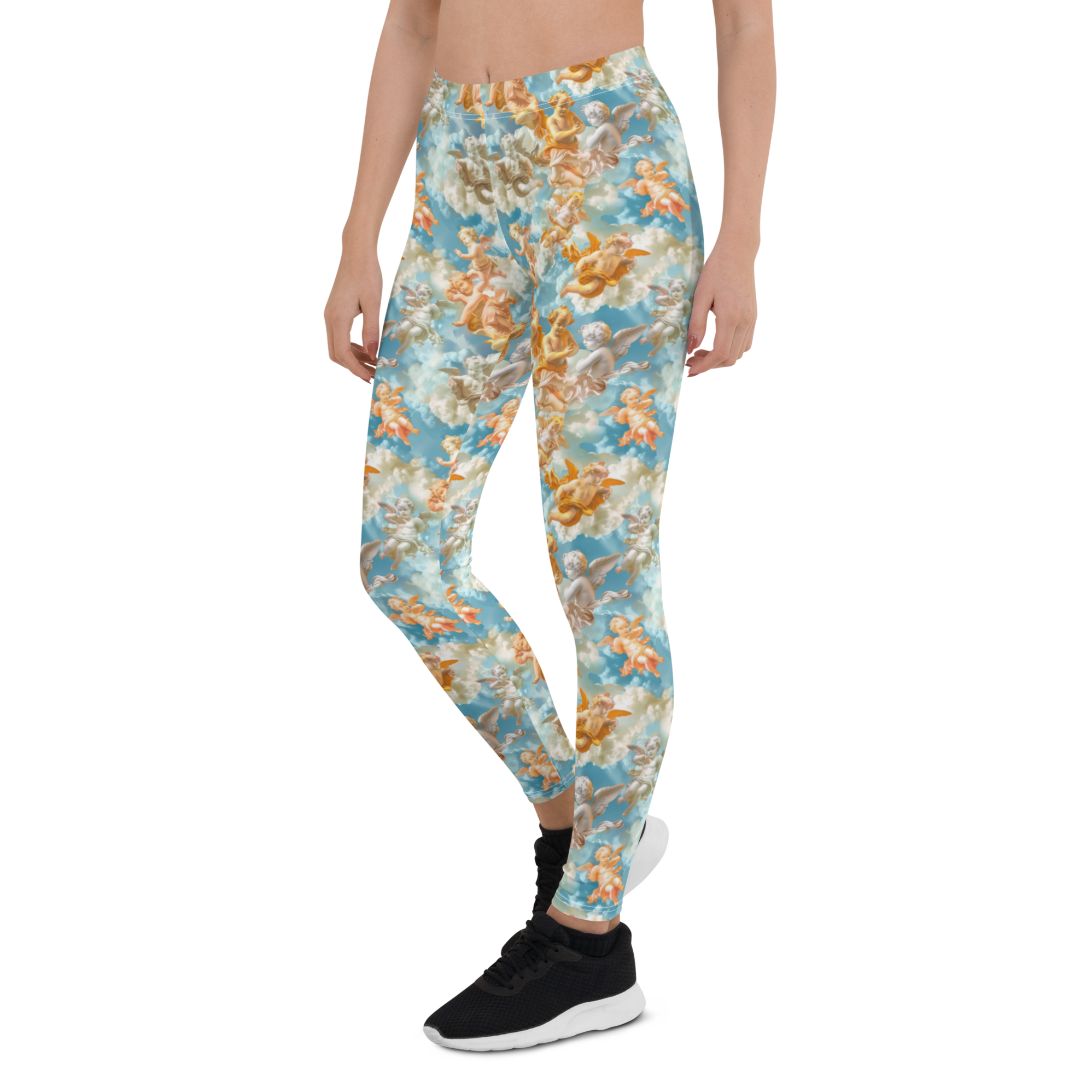Women's sky angel printed leggings front view