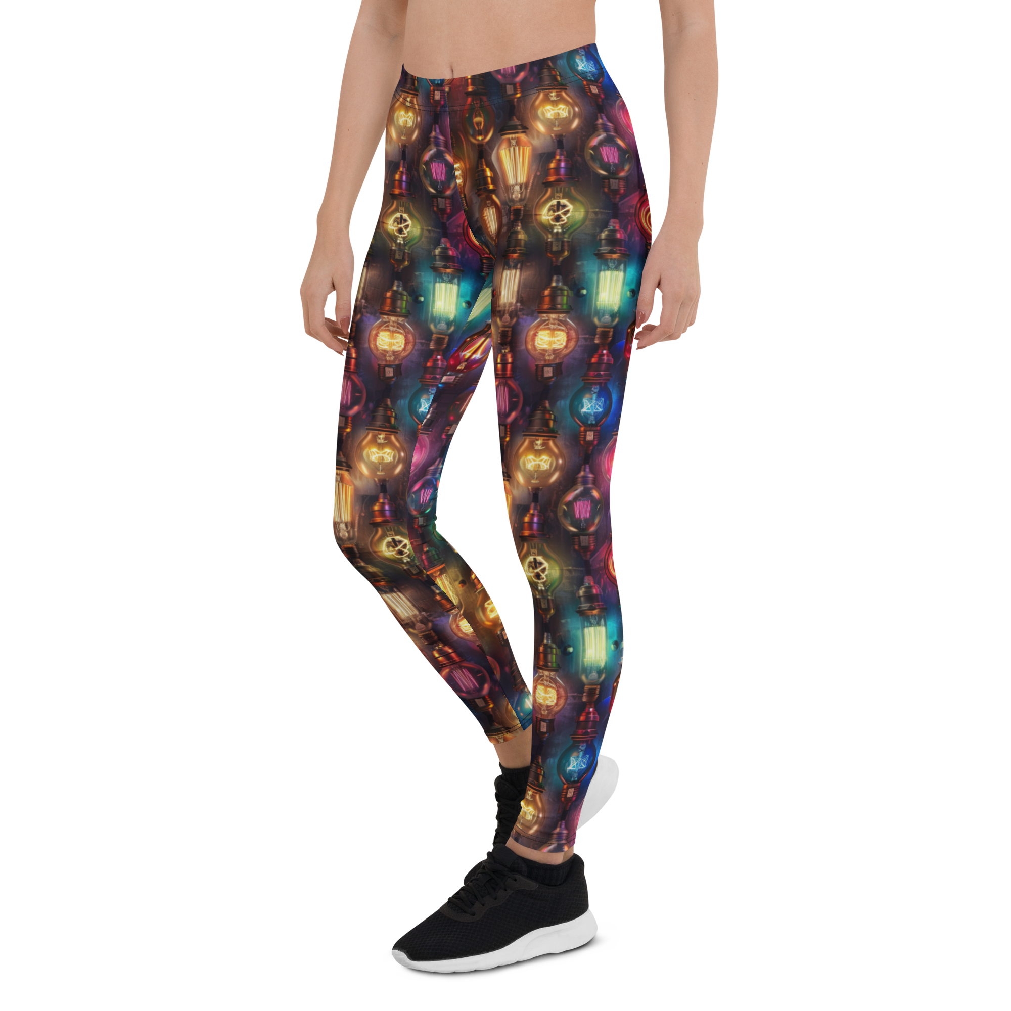 Women's steampunk light printed leggings front view