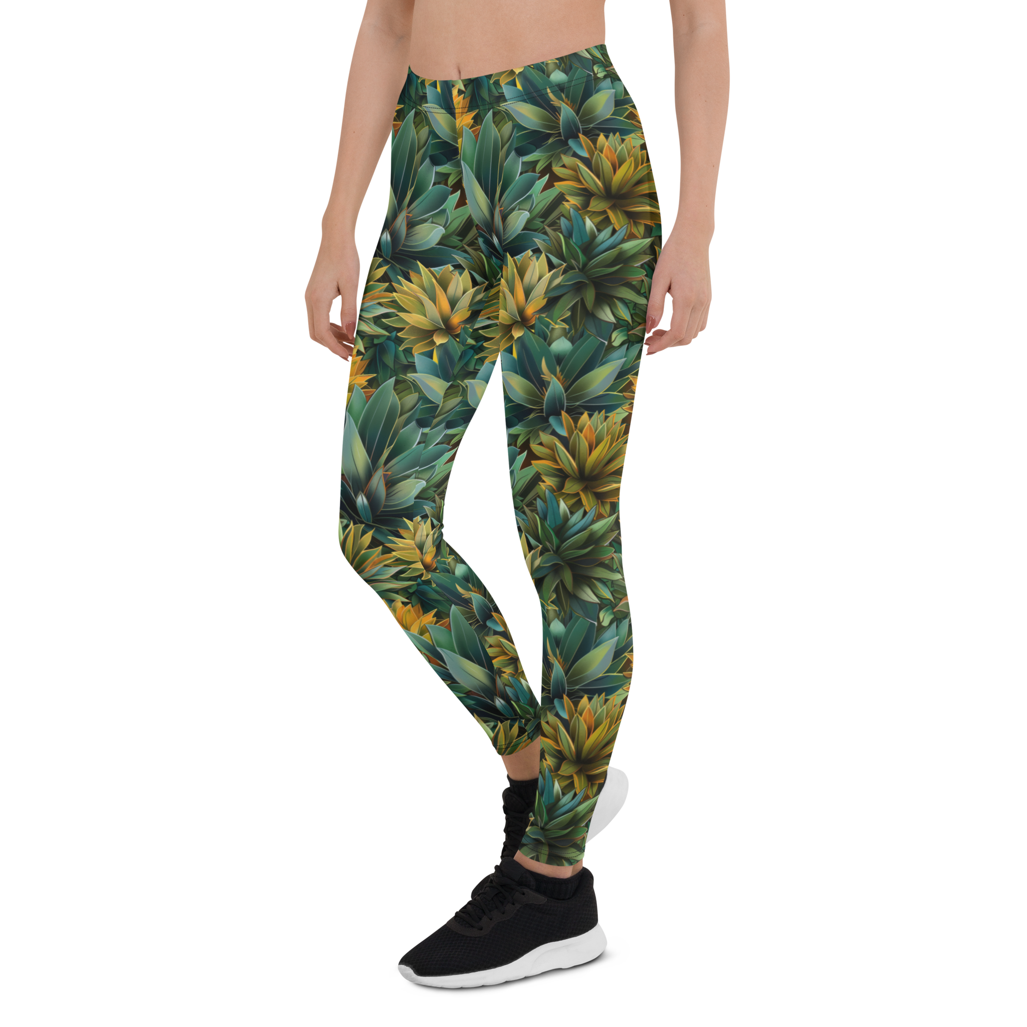 Women's desert plant printed leggings front view