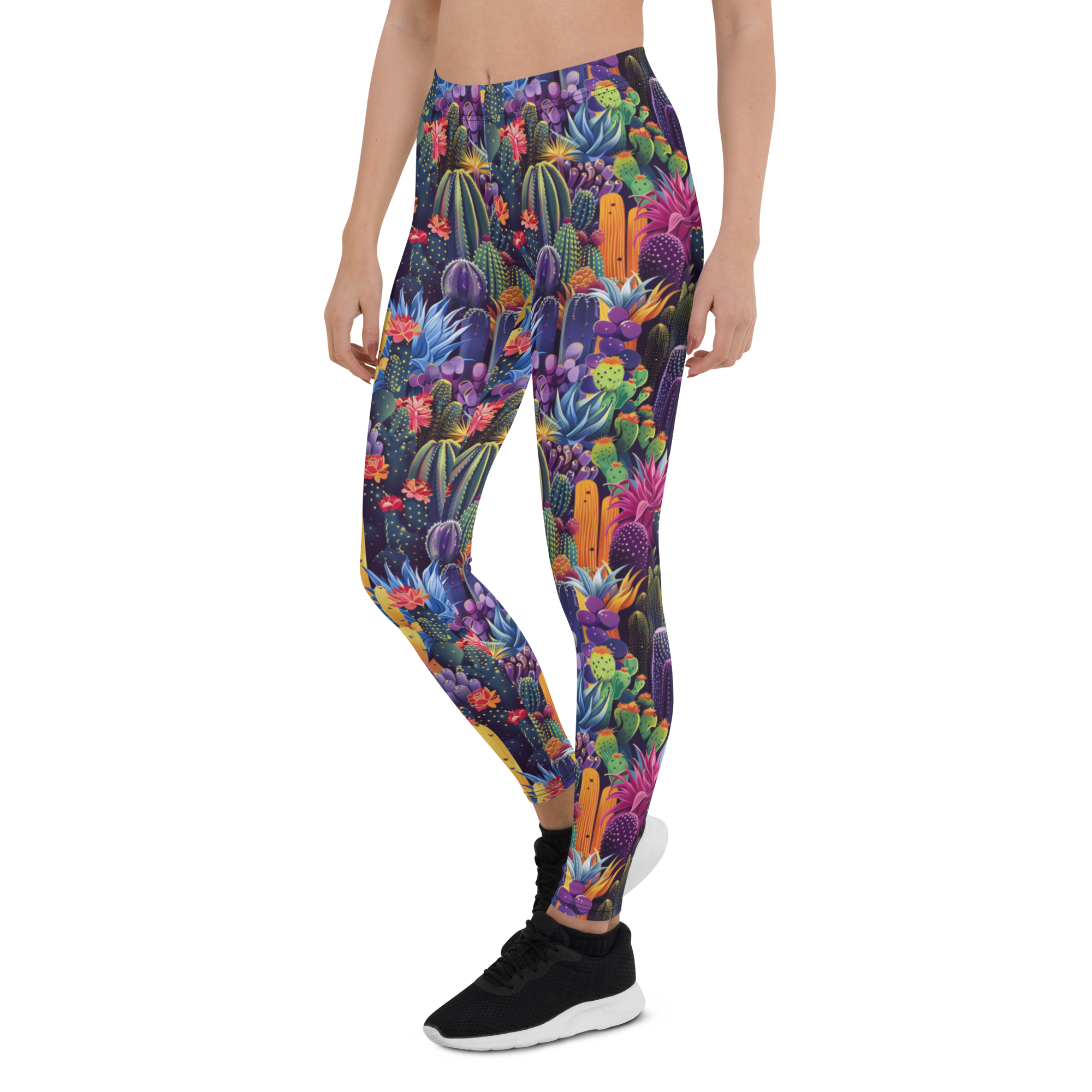 Women's twilight cactus printed leggings front view