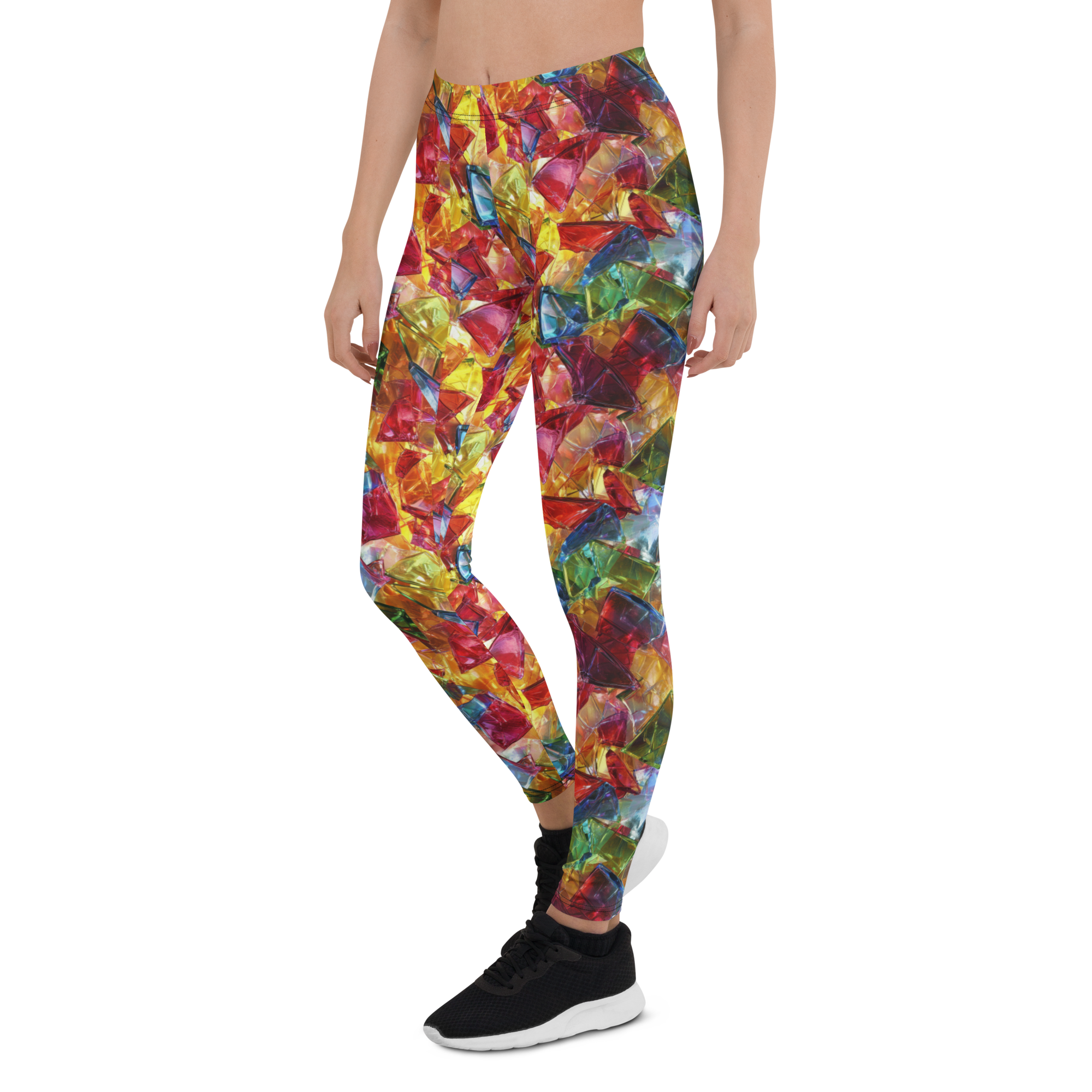 Women's broken glass print leggings front view
