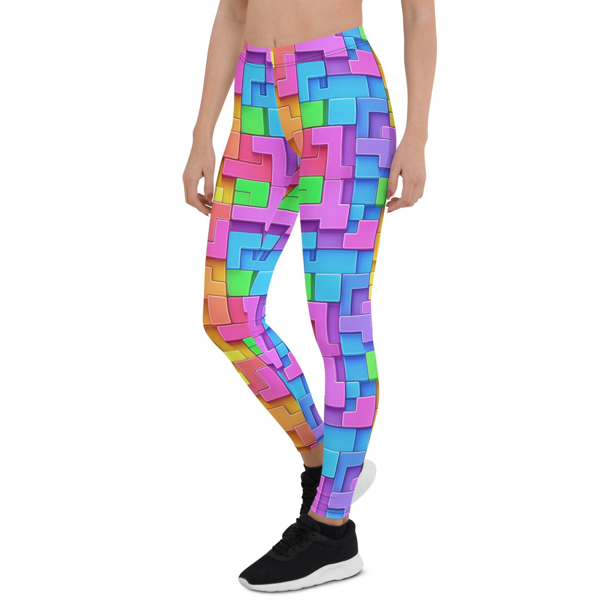 Women's tetris printed leggings front view