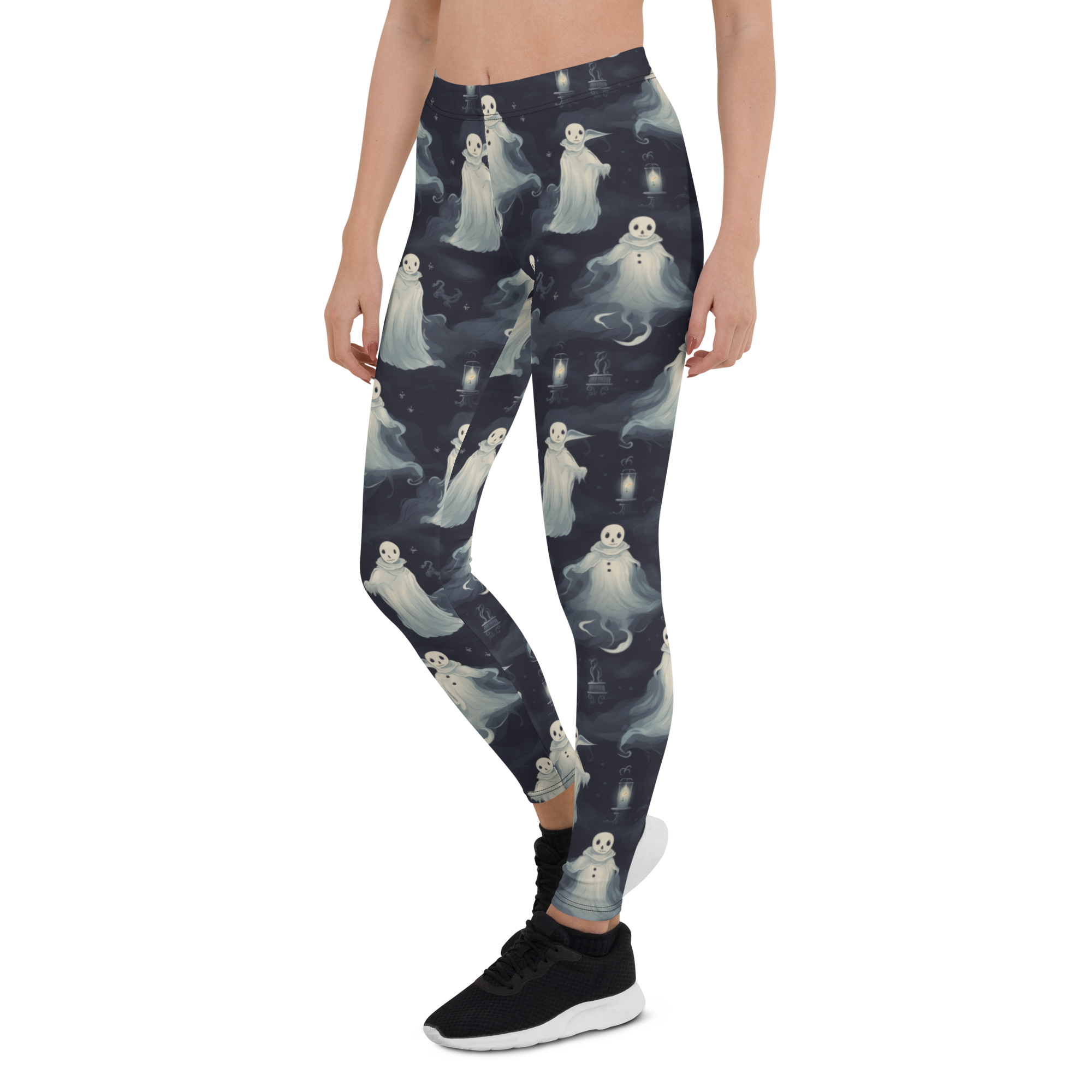 Women's white night spirit printed leggings front view