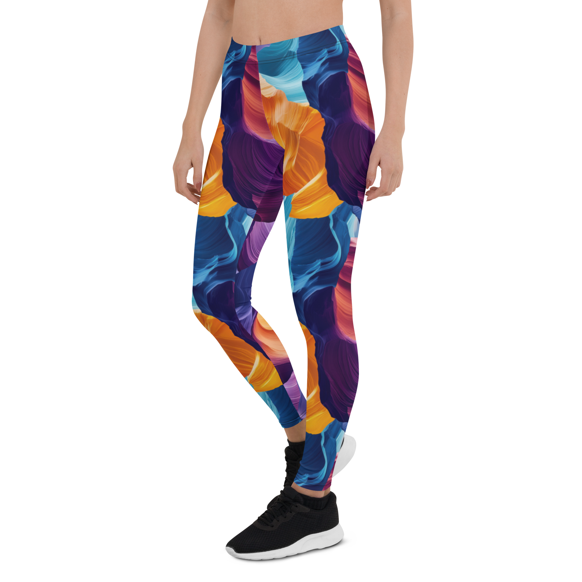 Women's canyon sunset printed leggings front view