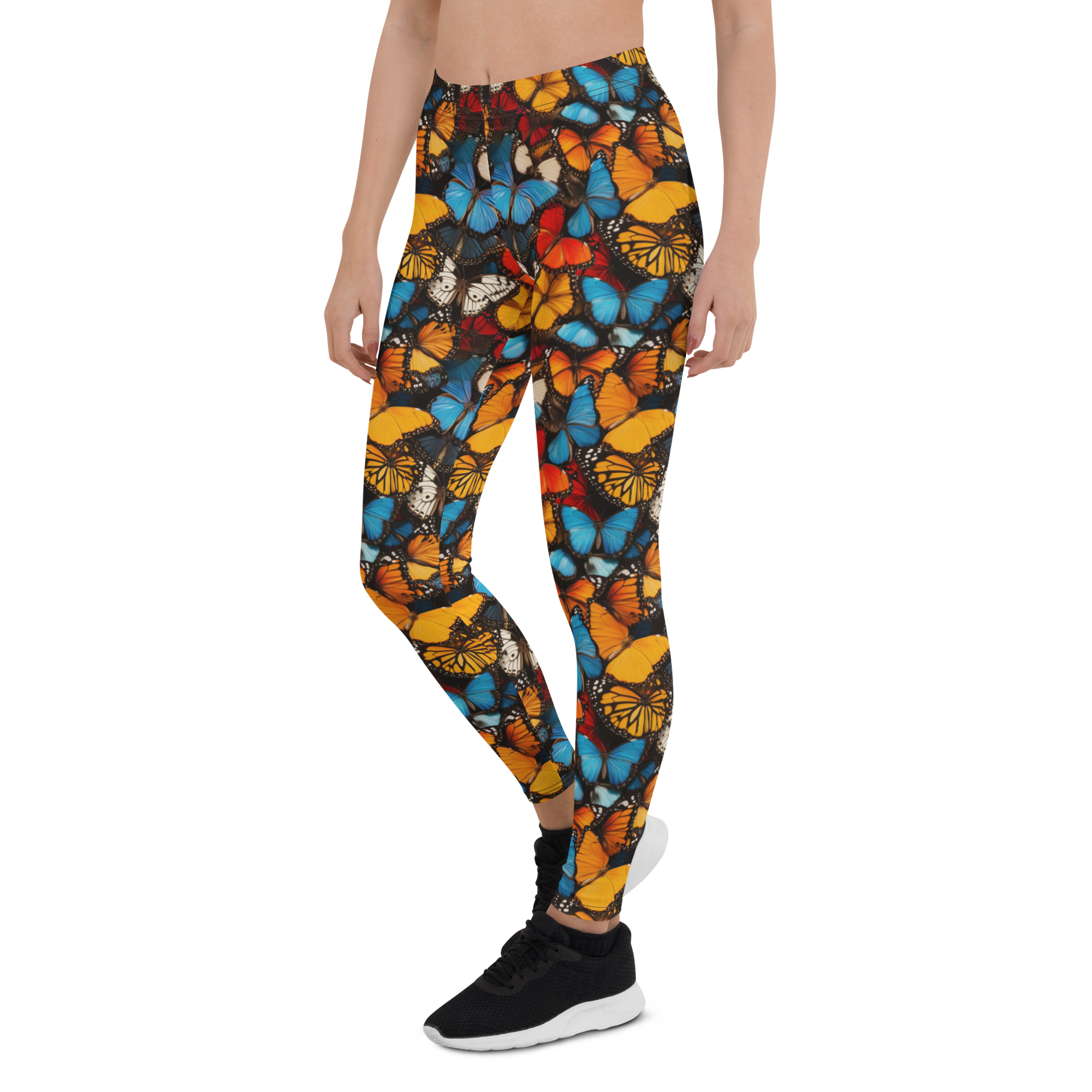 Women's spring butterfly printed leggings front view