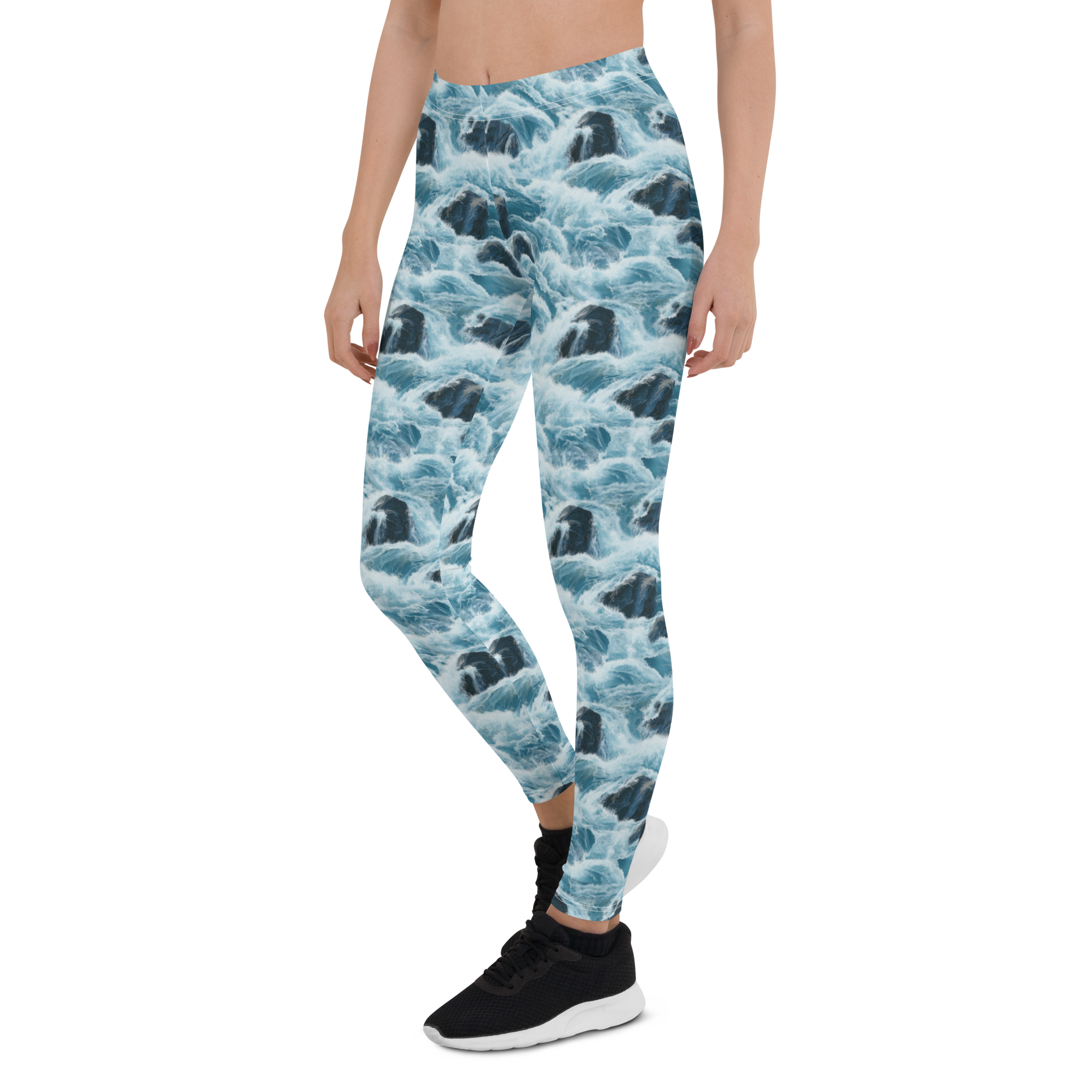 Women's river rock printed leggings front view