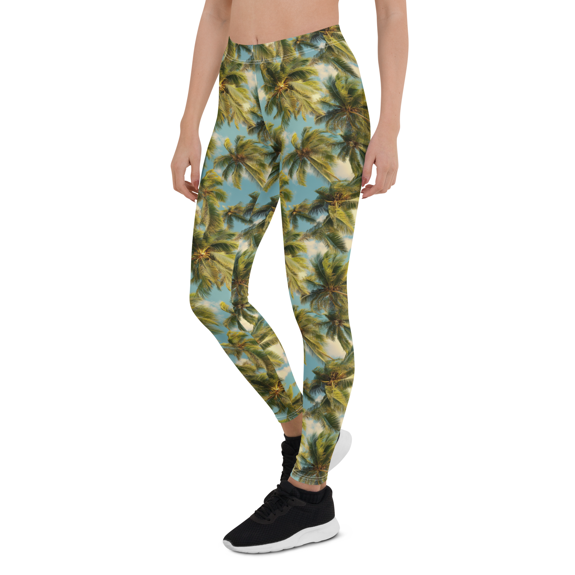 Women's palm paradise printed leggings front view