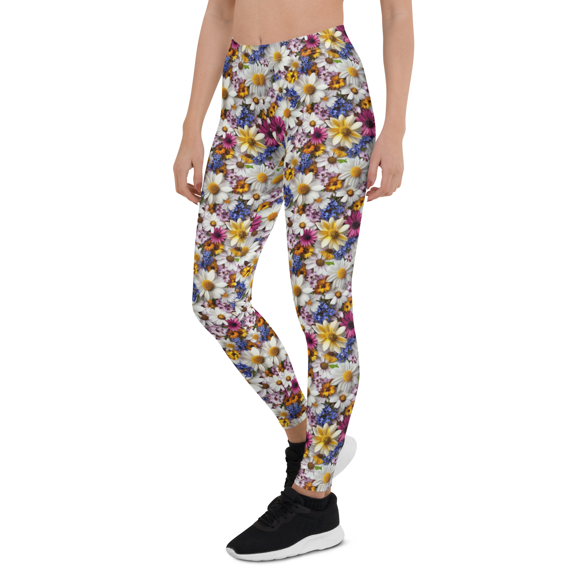 Women's light prairie flower leggings front view
