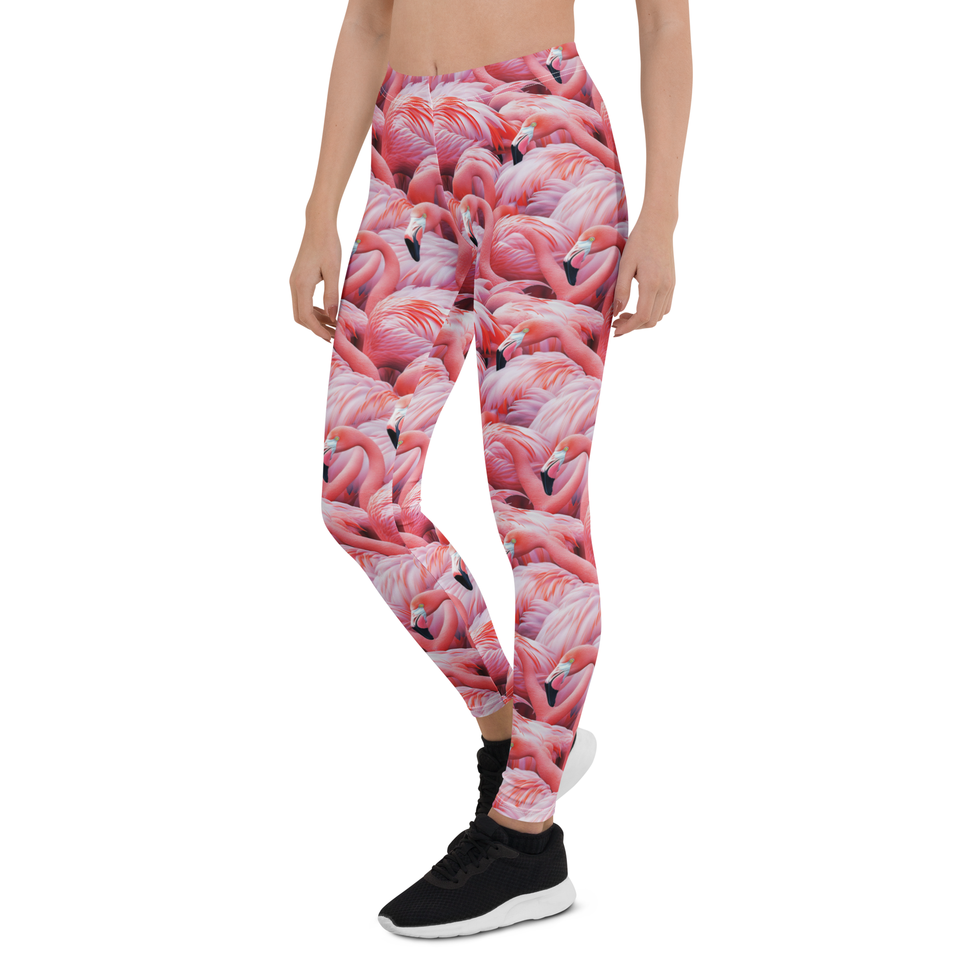 Women's flamingo pattern leggings front view