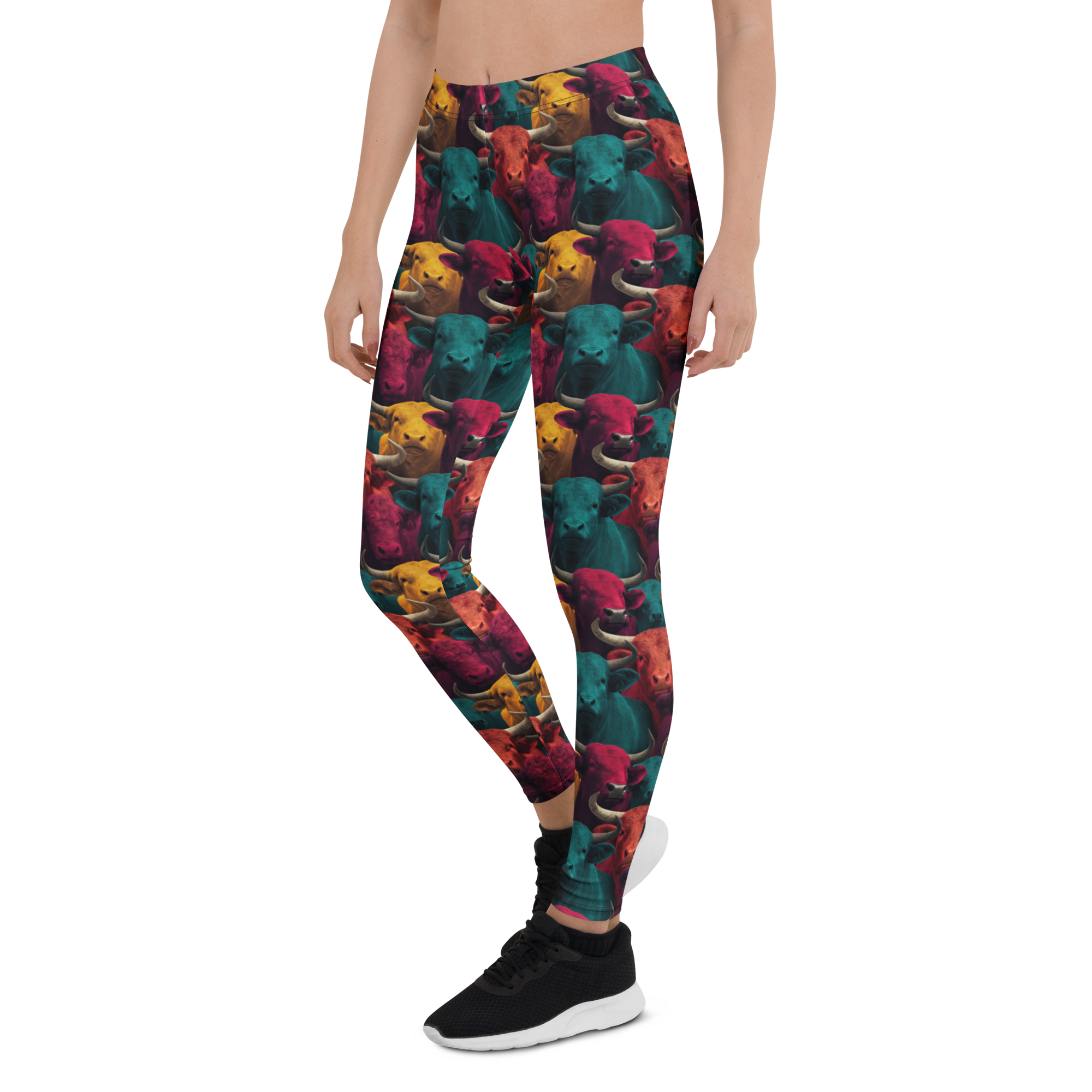 Women's cattle color printed leggings front view