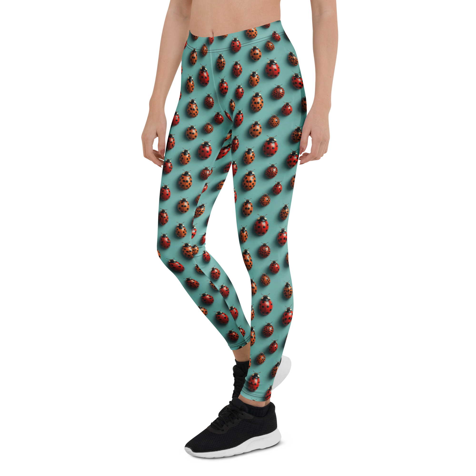 Women's ladybug printed leggings front view