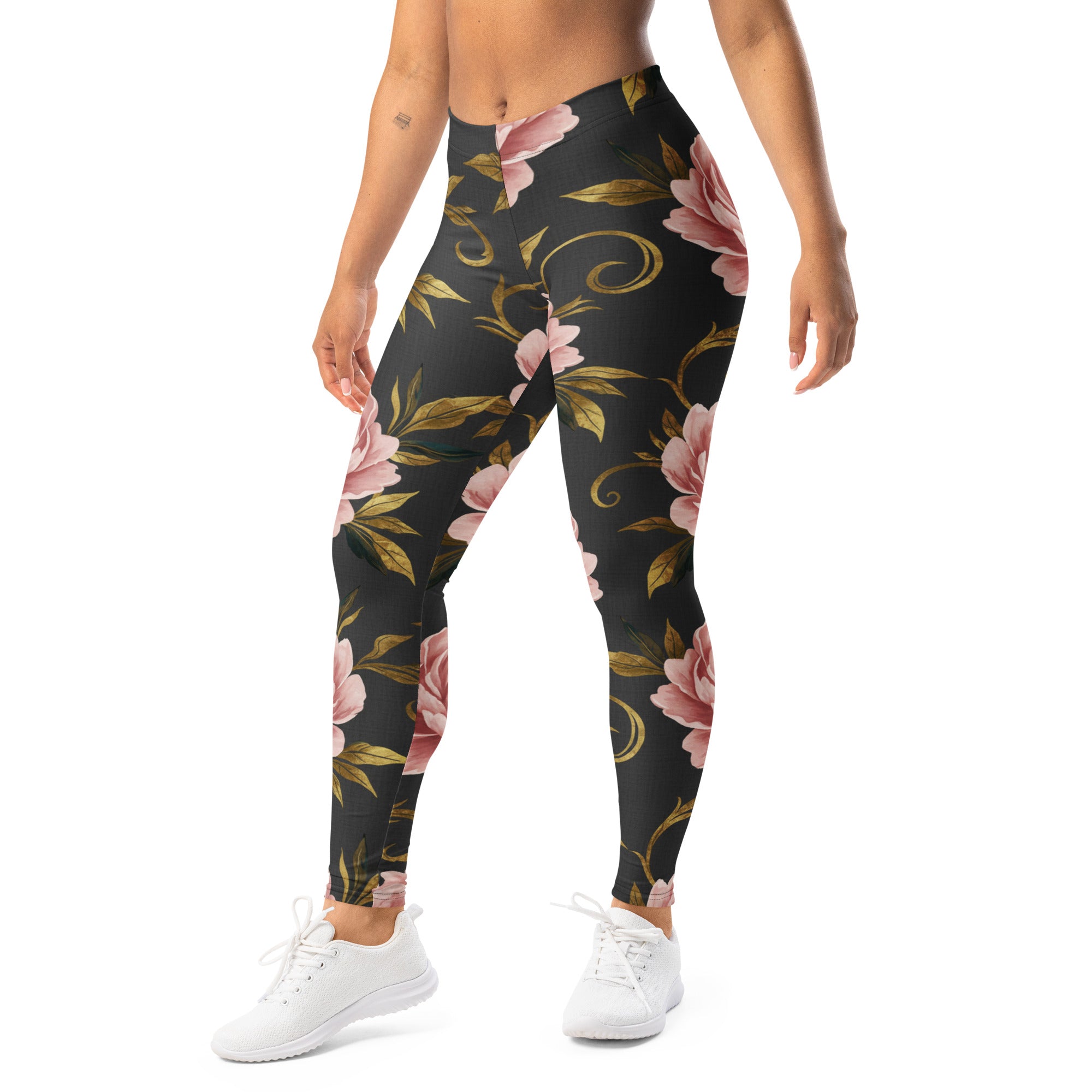 Blush Peonies and Gold Leggings | GearBunch