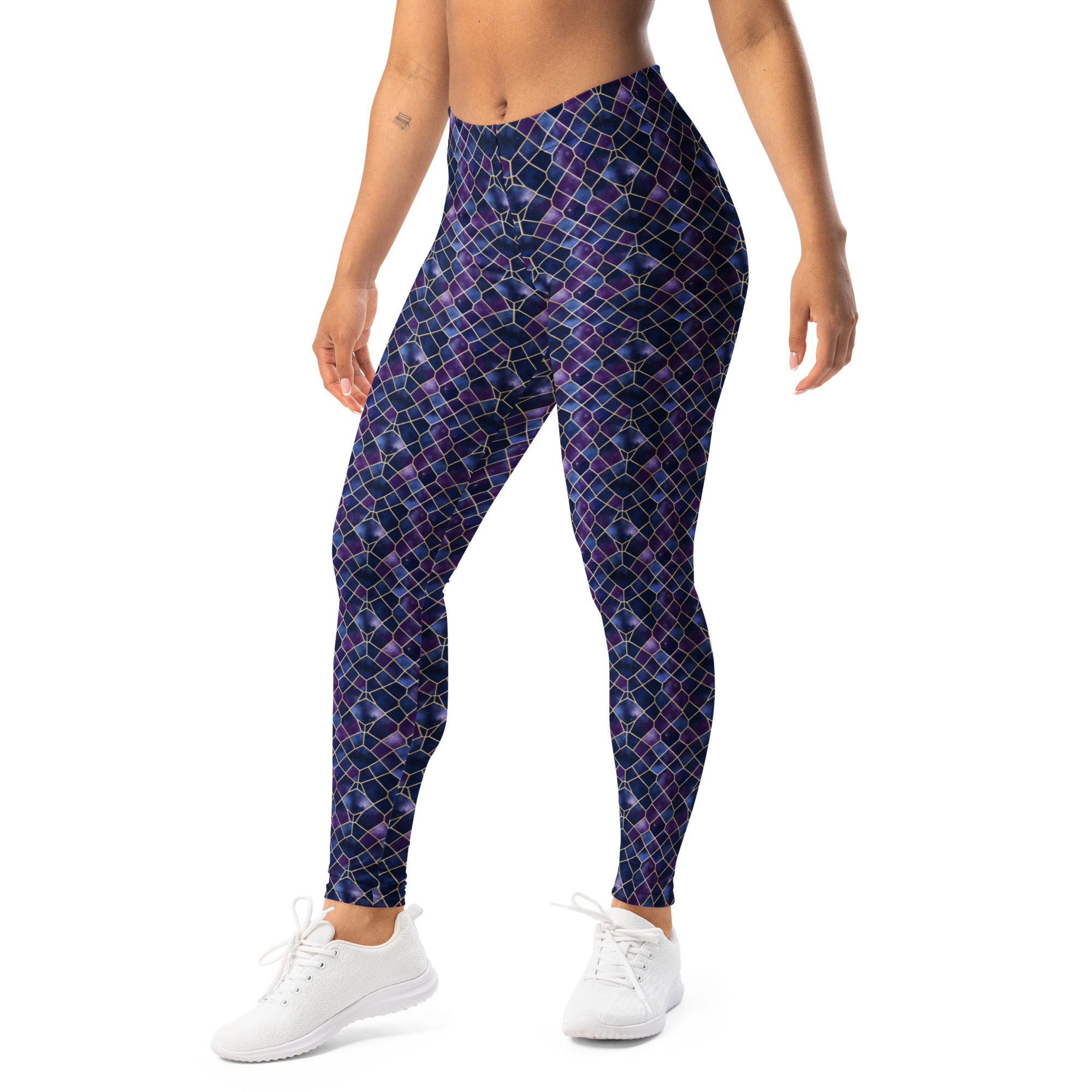Arabic Watercolour Midnight Galaxy Leggings | GearBunch
